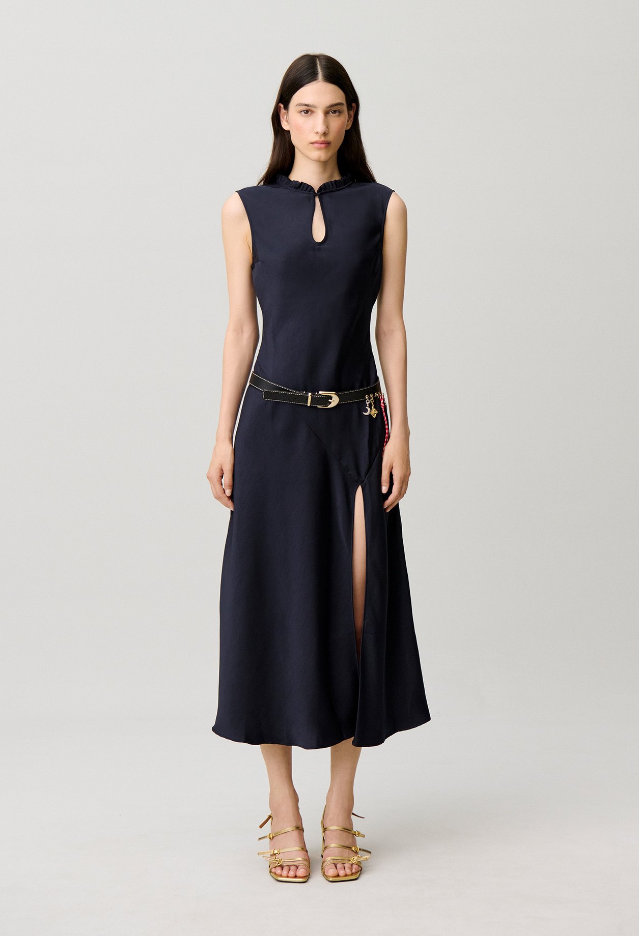 Claudie - Robe midi fluide - Marine - Taille 38 - Pour Femme