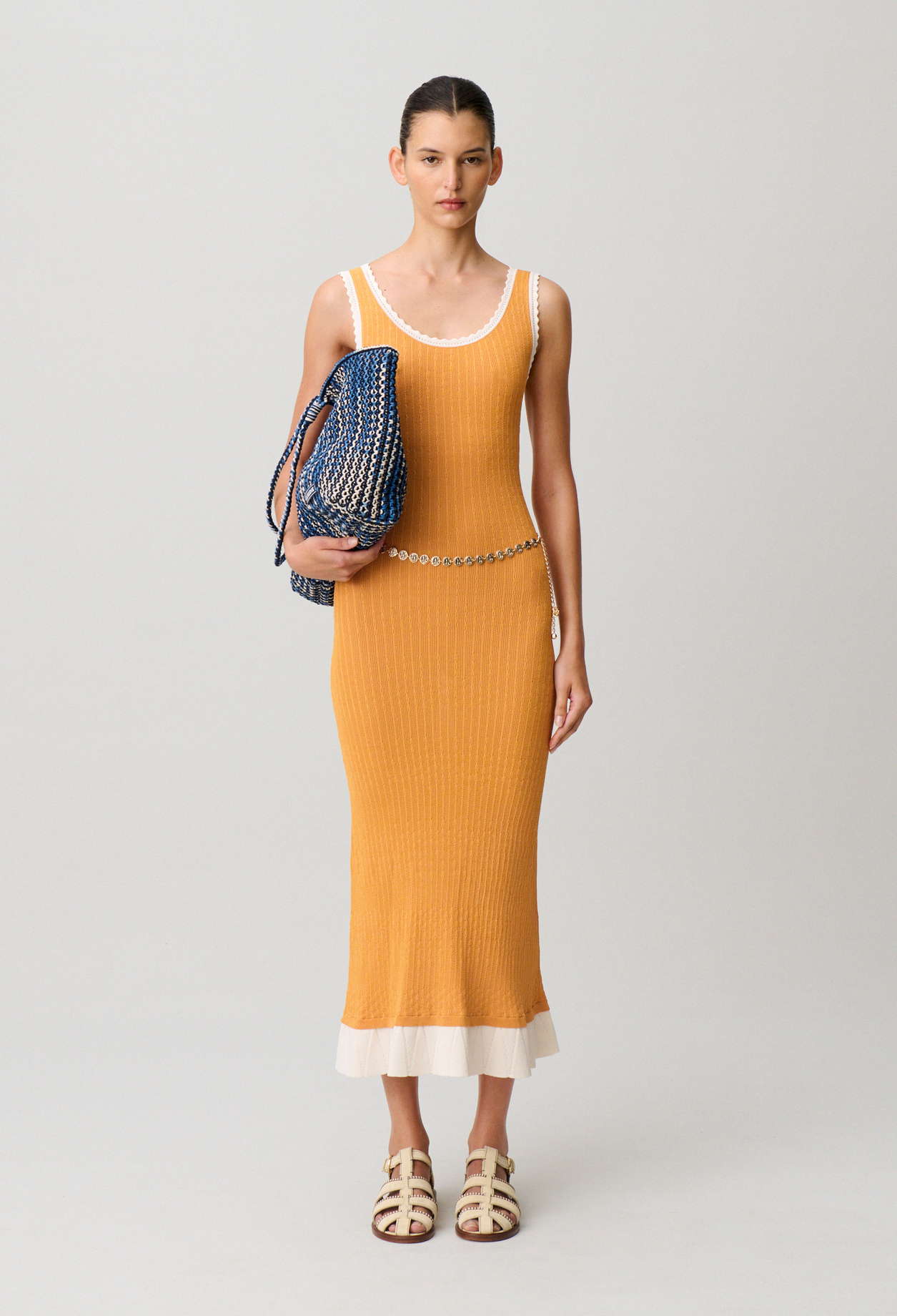 Robe longue maille - Femme - Orange - Taille 0 - Claudie Pierlot