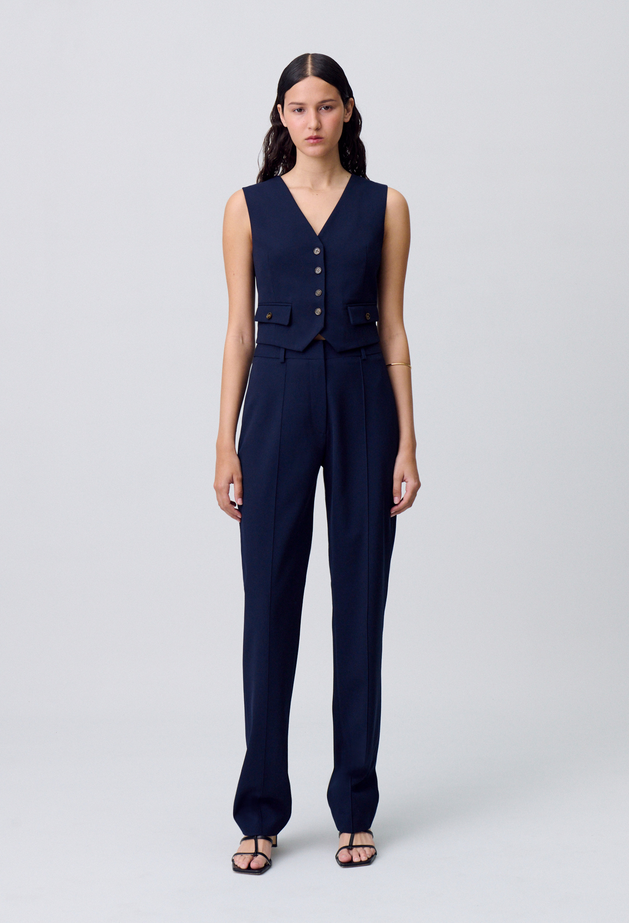 Pantalon tailleur cigarette - Femme - Marine - Claudie Pierlot