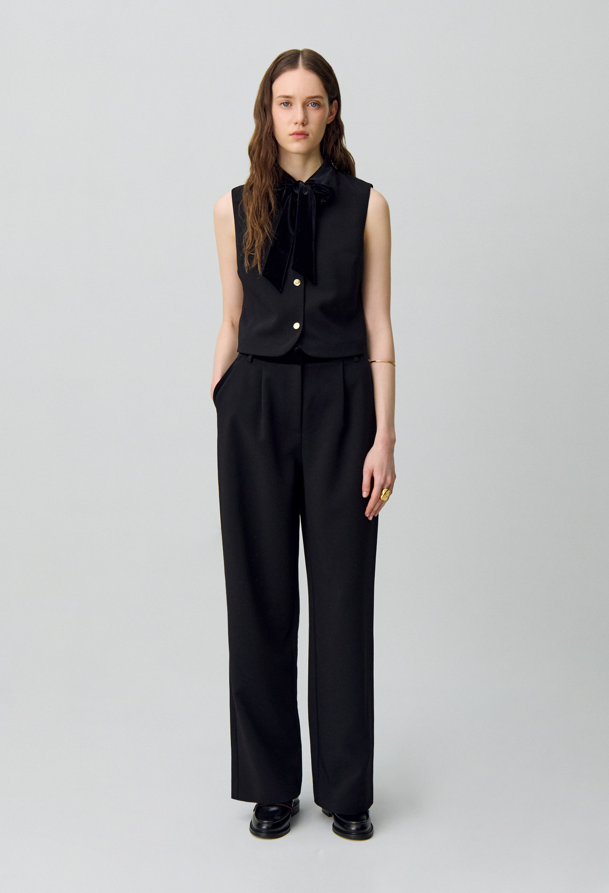 Claudie - Top col lavallière - Noir - Taille 34 - Pour Femme