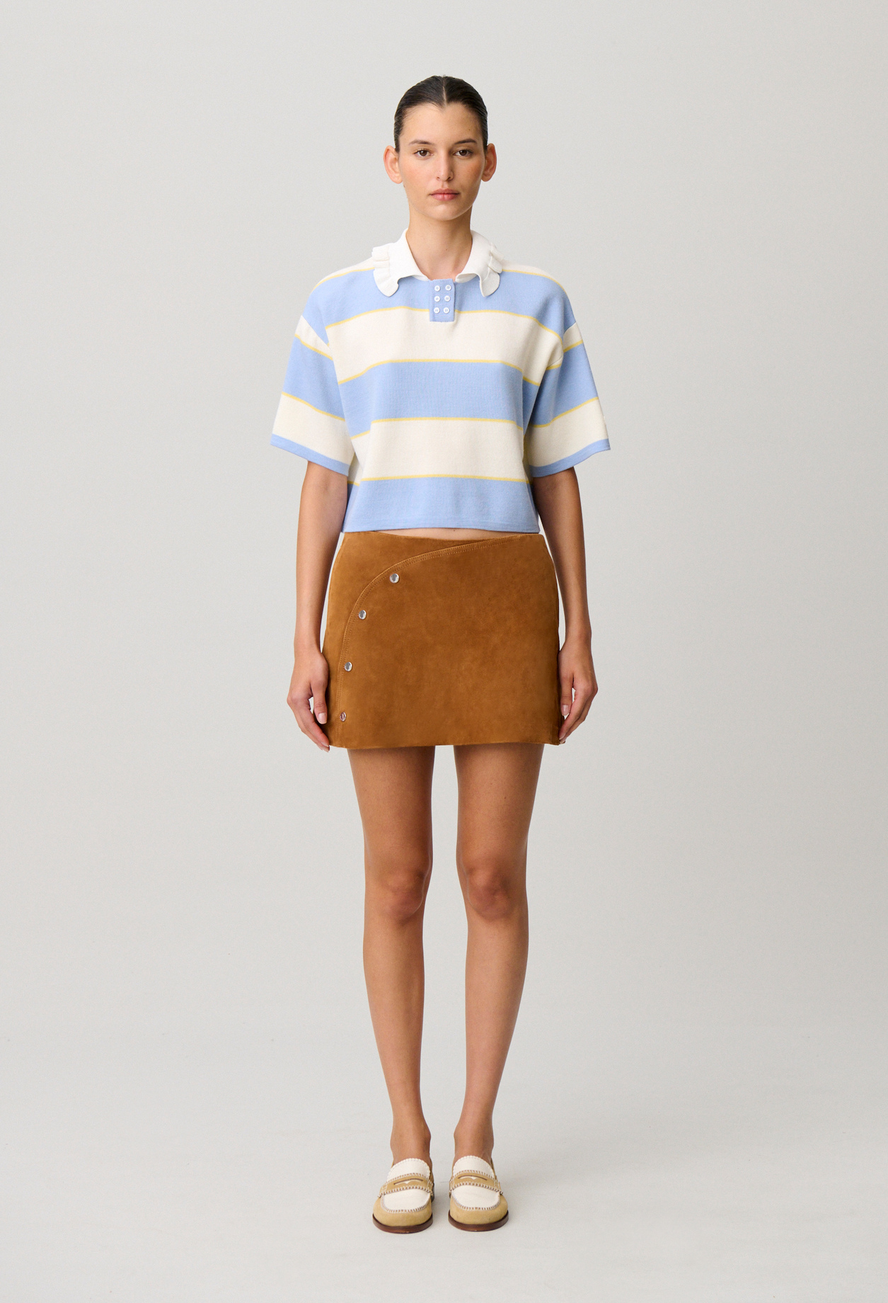 Claudie - Polo maille rayures - Bleu Office - Taille 2 - Pour Femme