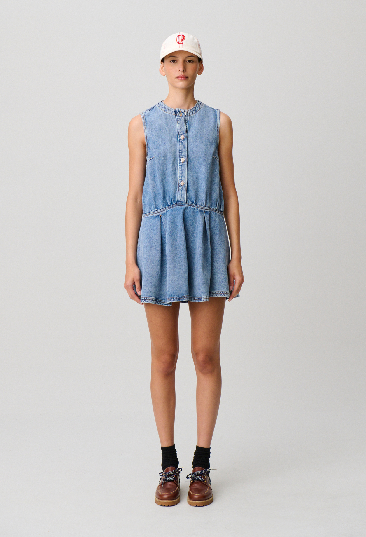Robe courte évasée denim délavé - Femme - Denim Bleu - Taille 34 - Claudie Pierlot