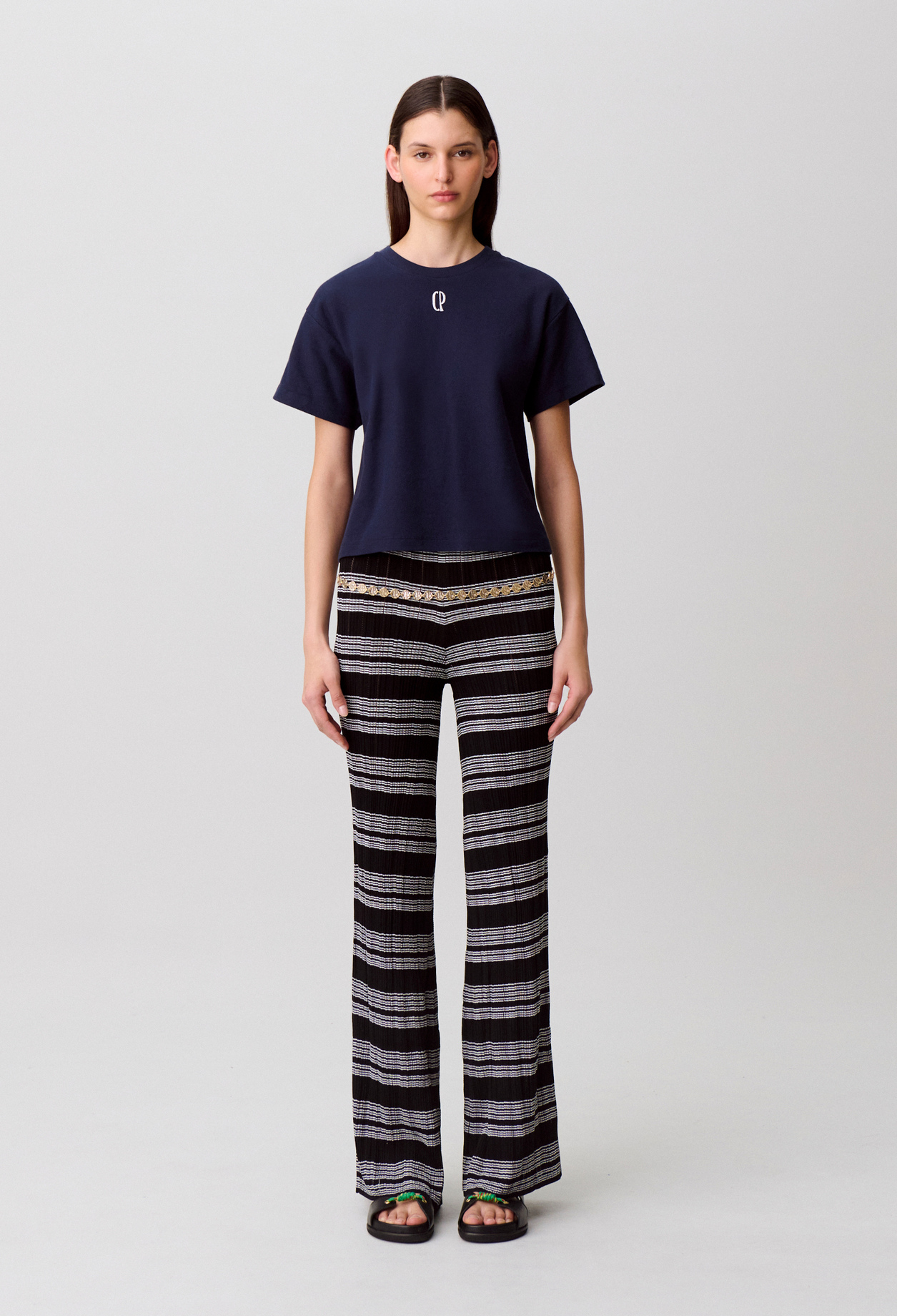 Claudie - Tshirt coton broderie - Marine - Taille 1 - Pour Femme
