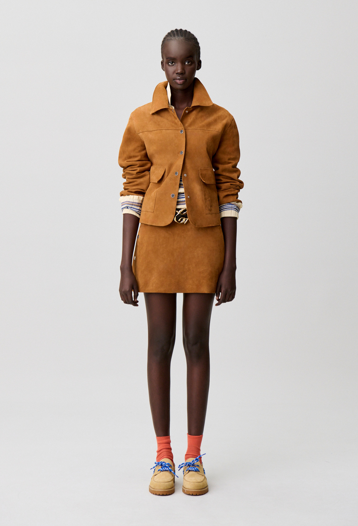Claudie - Jupe mini suède - Camel - Taille 34 - Pour Femme
