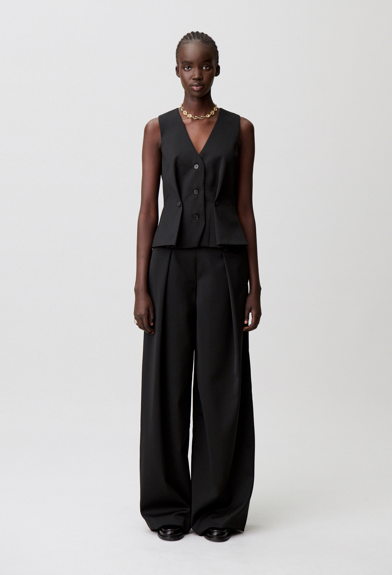 Pantalon large laine mélangée - Femme - Noir - Taille 36 - Claudie Pierlot