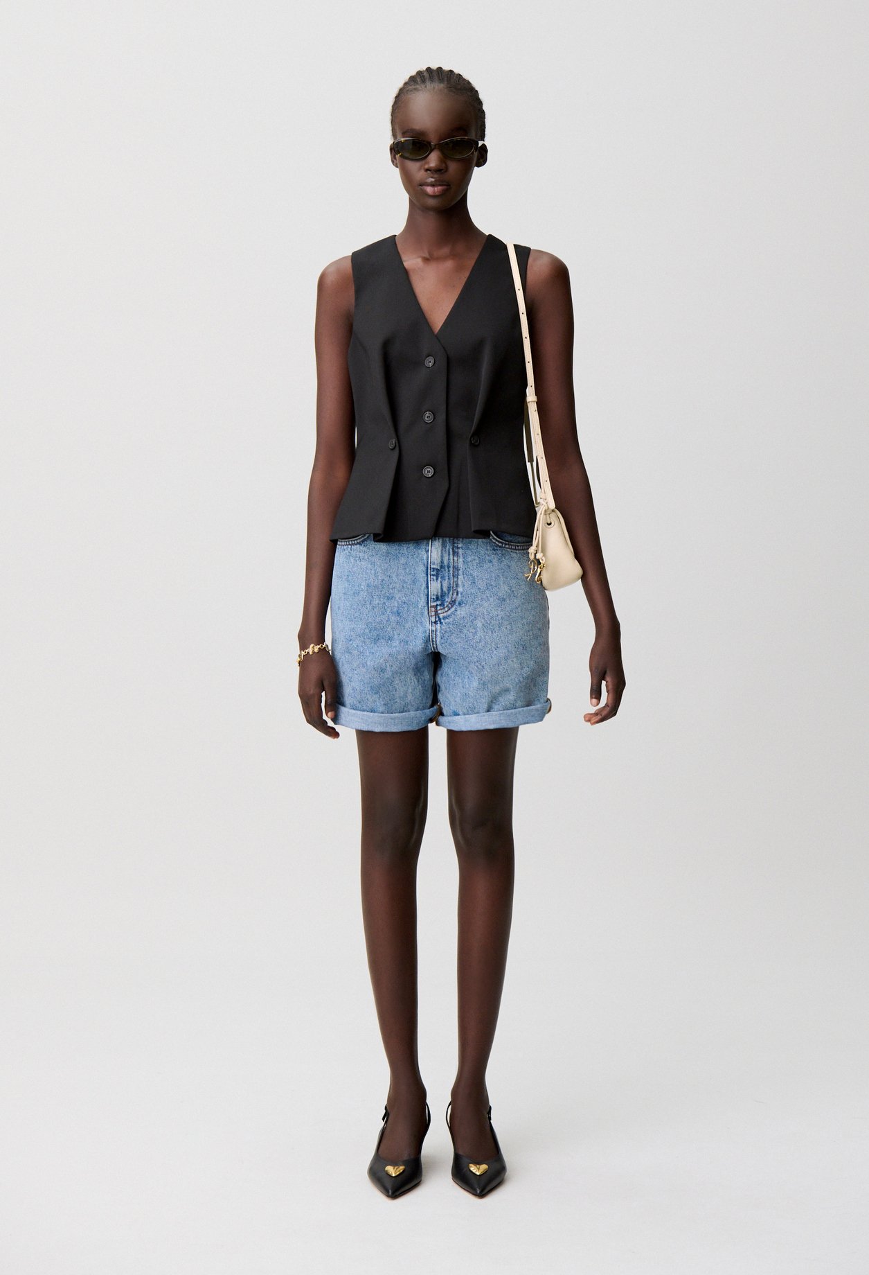 Gilet costume sans manche col V - Femme - Noir - Claudie Pierlot