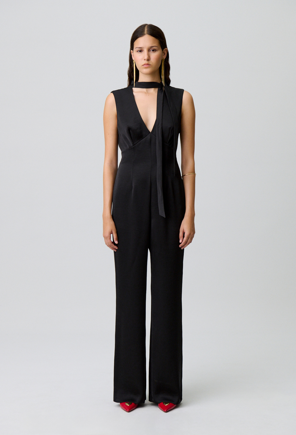 Claudie - Combinaison fluide satinée - Noir - Taille 34 - Pour Femme
