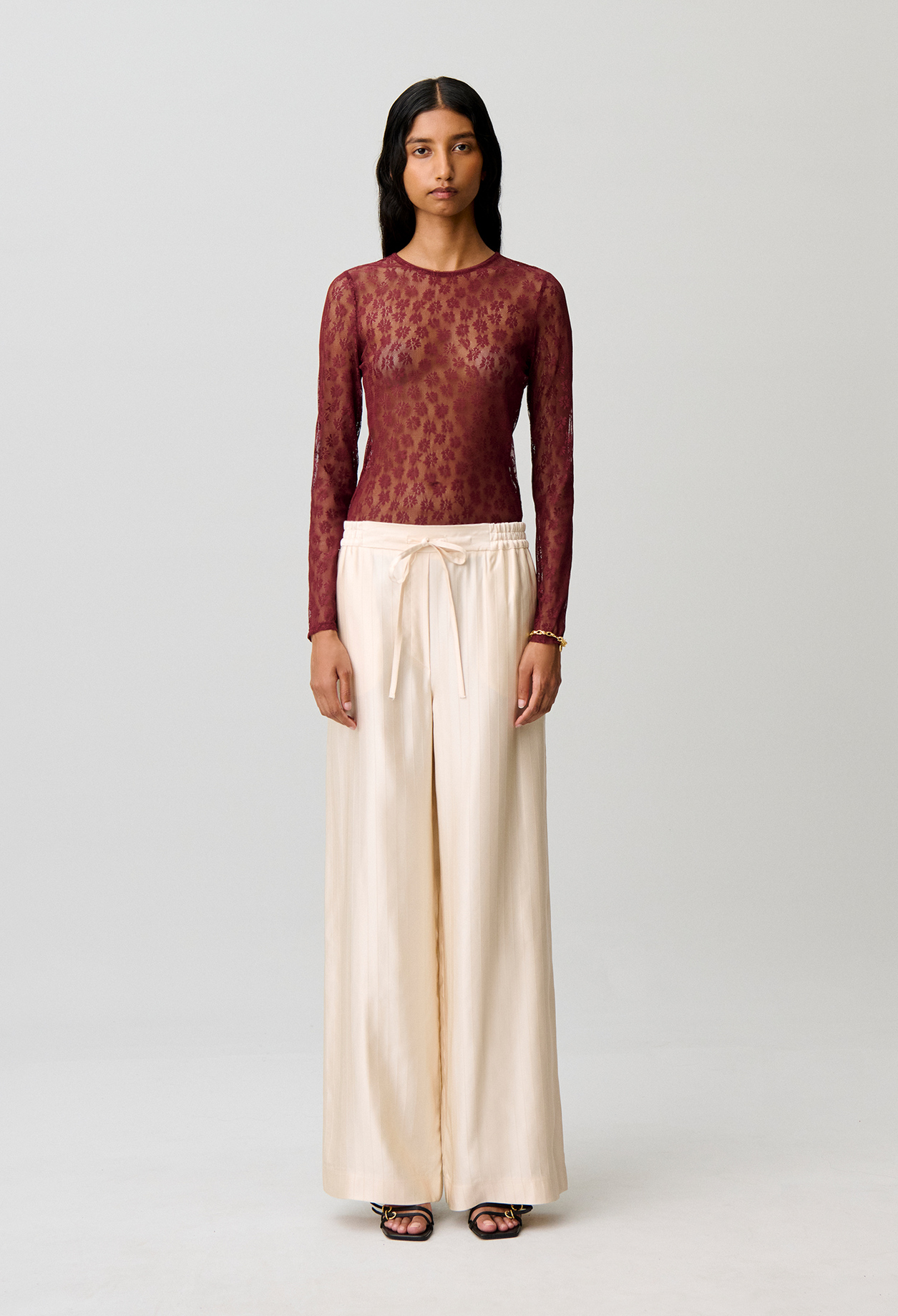 Pantalon large satin