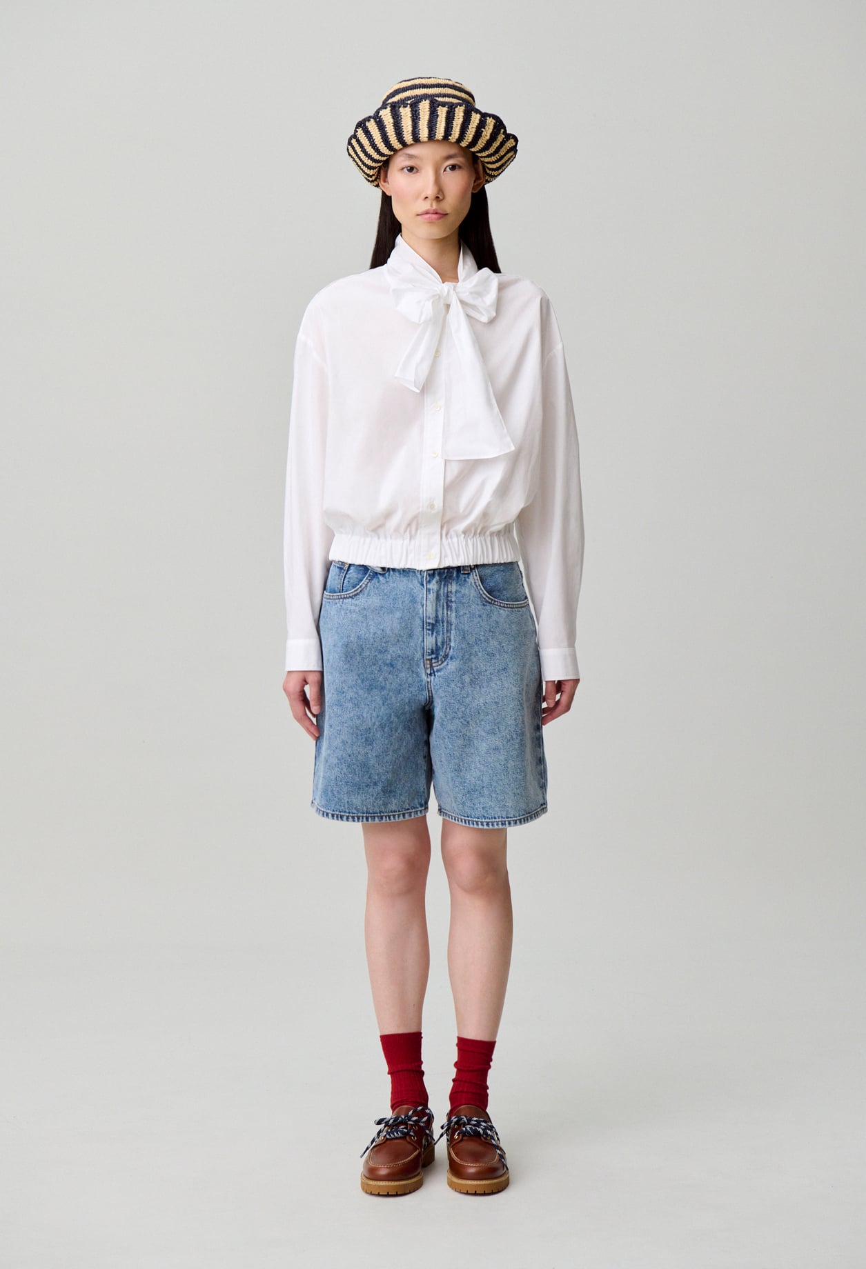 Chemise popeline col lavallière - Femme - Blanc - Taille 36 - Claudie Pierlot