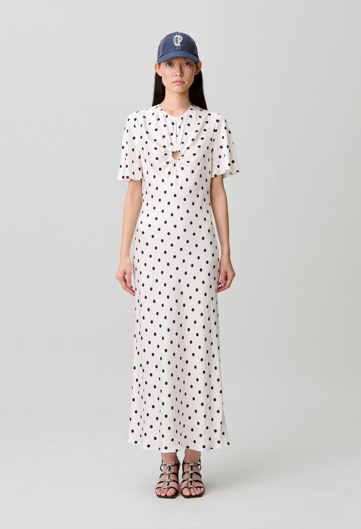 Robe longue satinée à pois - Femme - Bicolore - Taille 38 - Claudie Pierlot