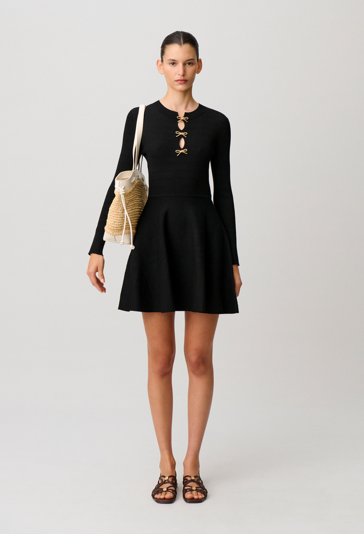 Robe courte maille nœuds - Femme - Noir - Taille 3 - Claudie Pierlot