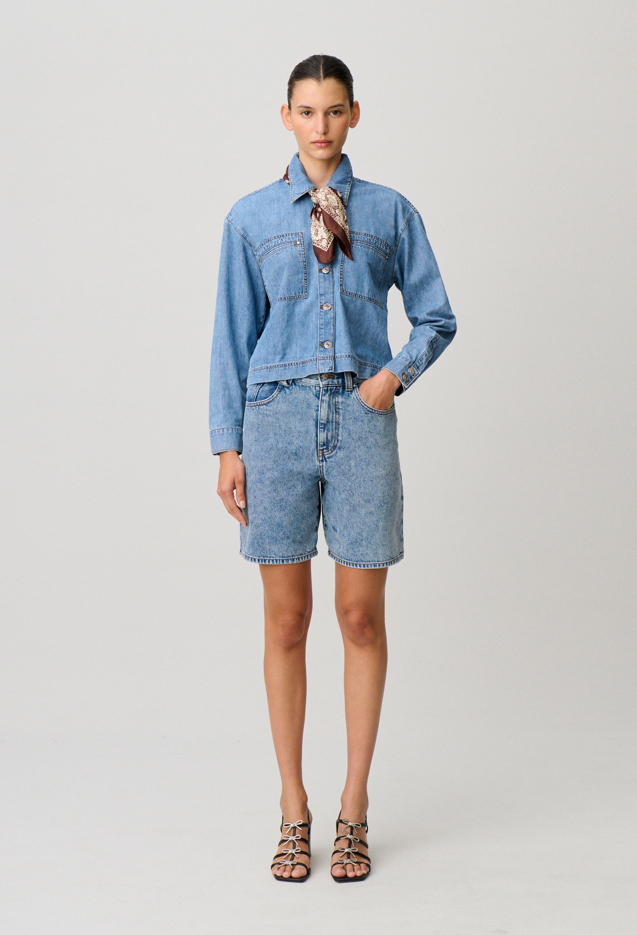 Chemise denim oversize - Femme - Denim Bleu Clair - Taille 46 - Claudie Pierlot