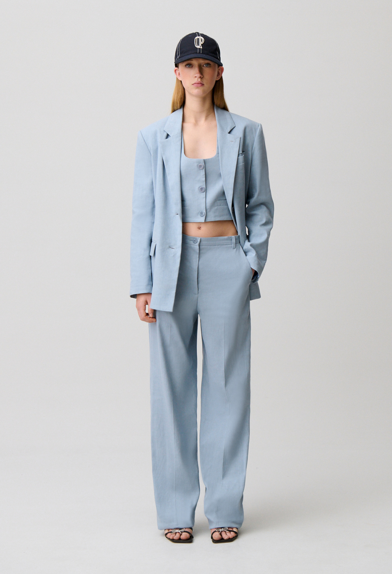 Claudie - Pantalon droit - Bleu Gris - Taille 40 - Pour Femme
