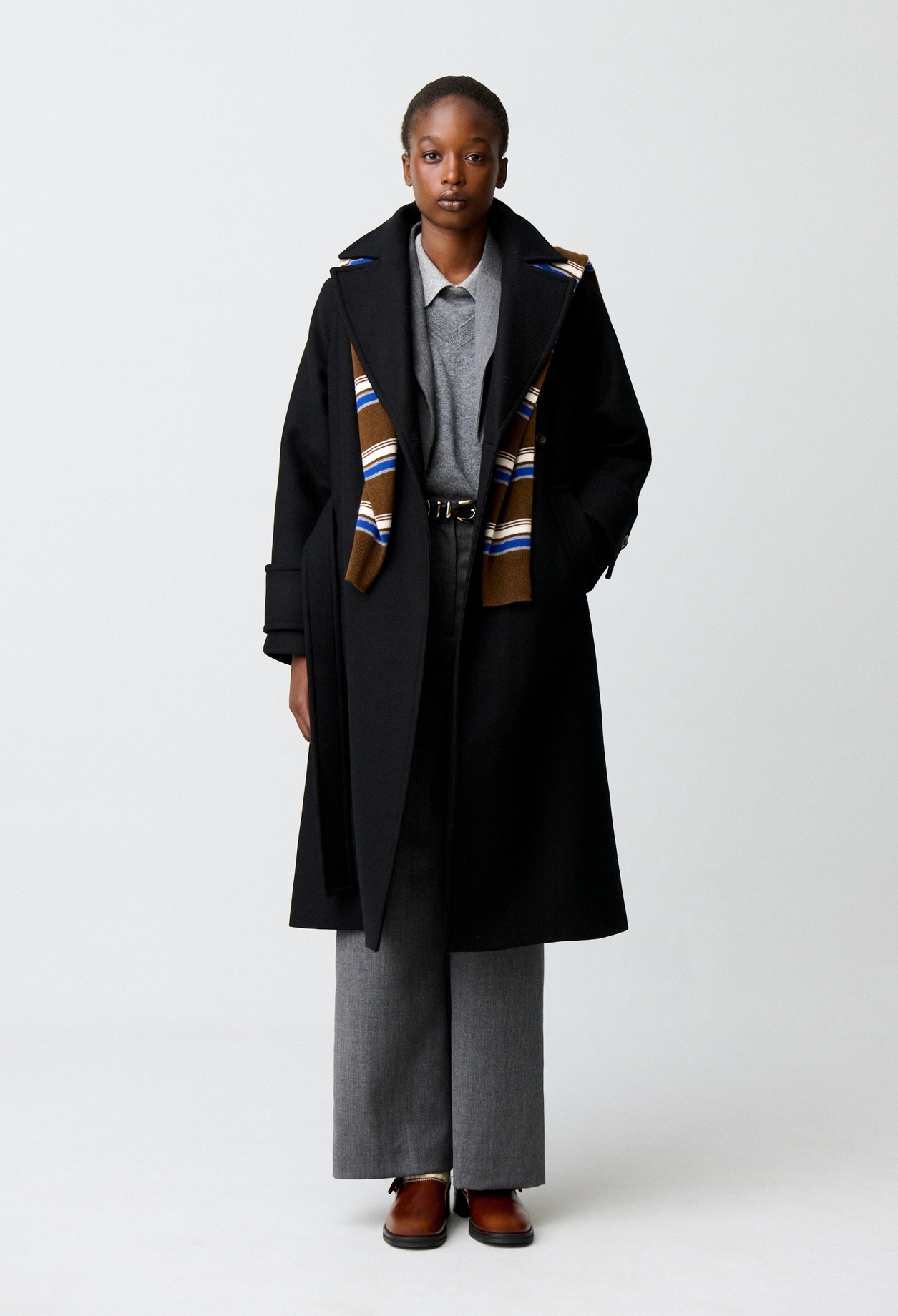 Manteau mi-long laine mélangée - Femme - Noir - Taille 42 - Claudie Pierlot