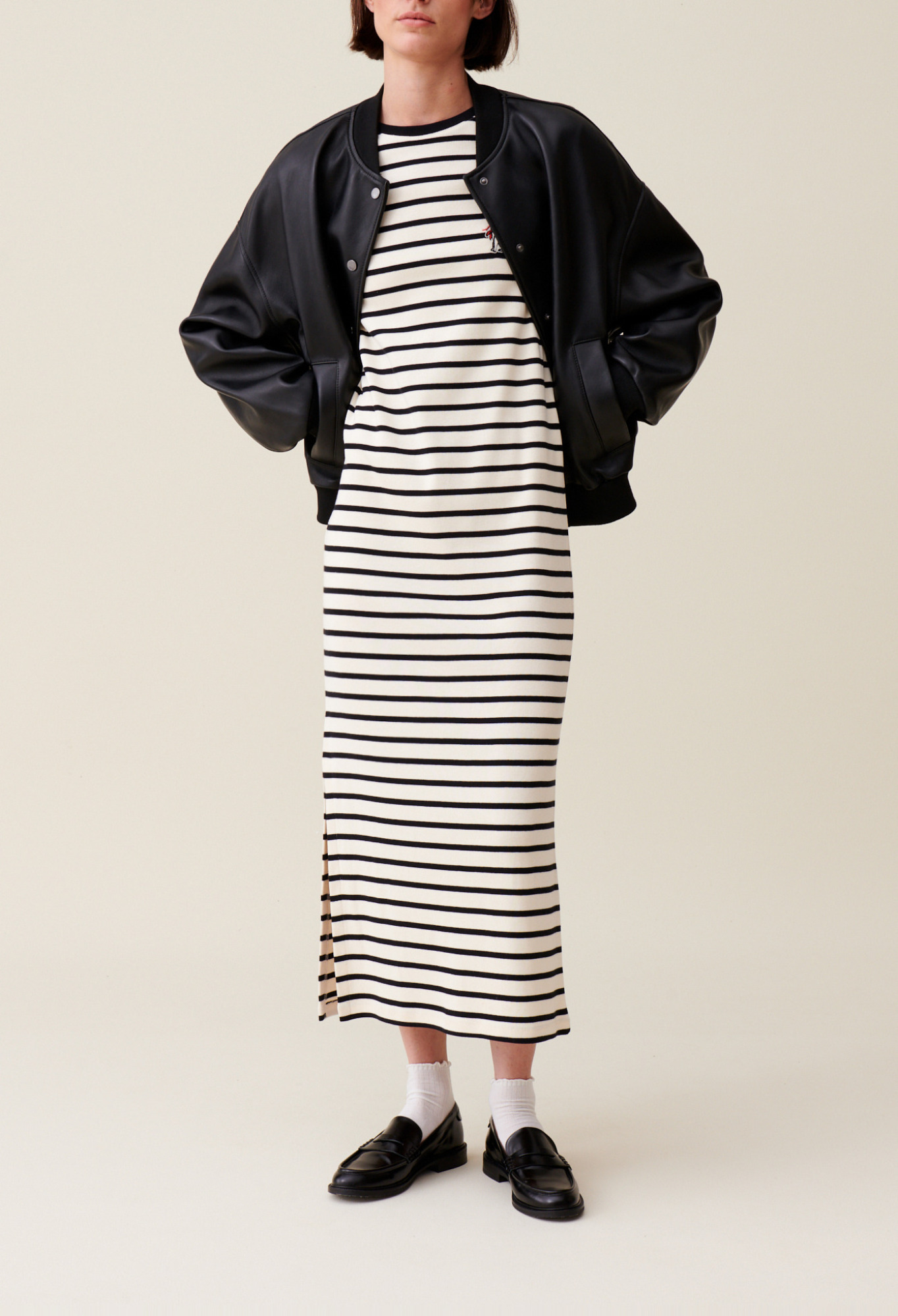 Claudie - Robe Jean Toto rayée midi - Bicolore - Taille S - Pour Femme