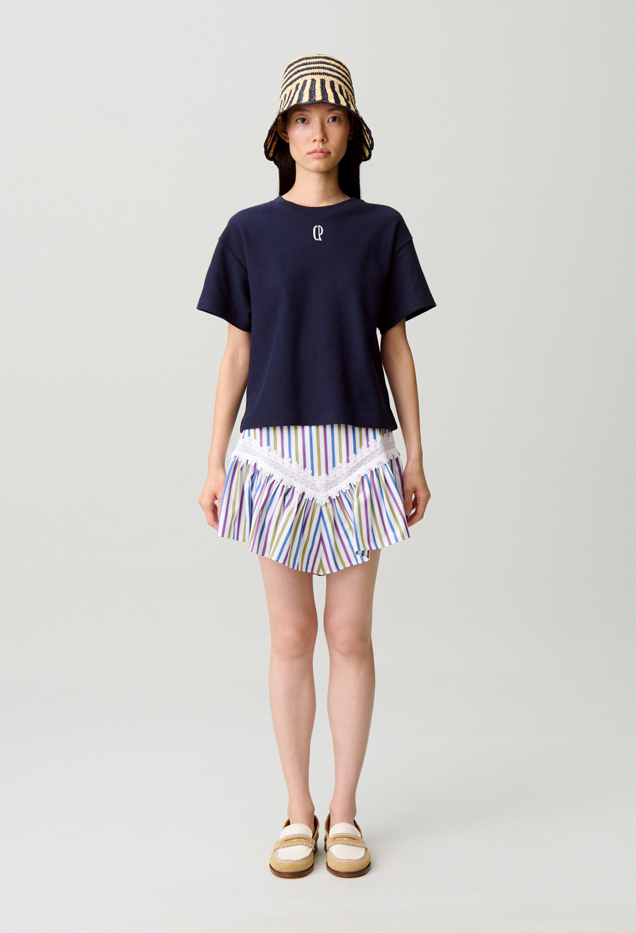 Claudie - Jupe rayée courte - Multico - Taille 38 - Pour Femme