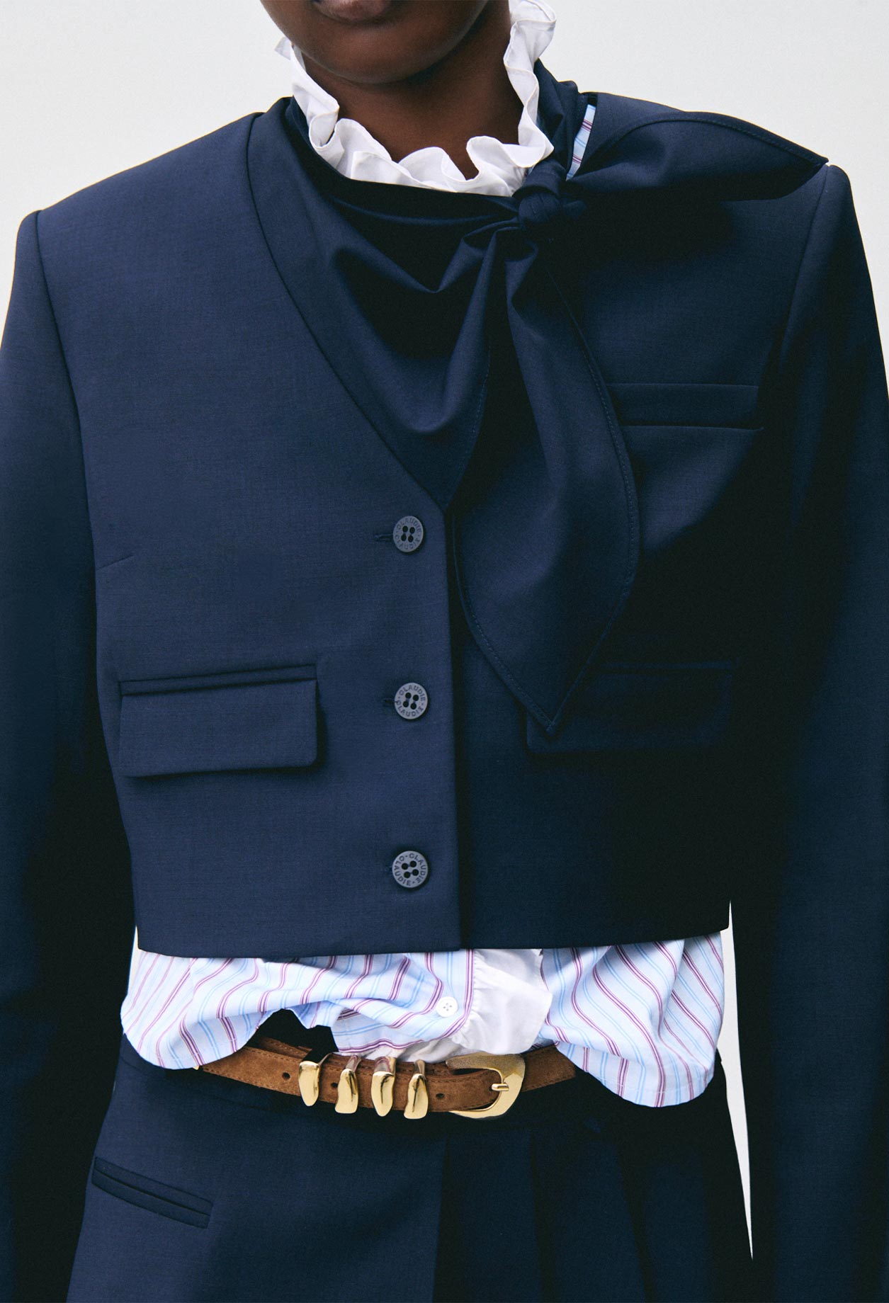 Claudie - Veste boite laine mélangée - Marine - Taille 38 - Pour Femme