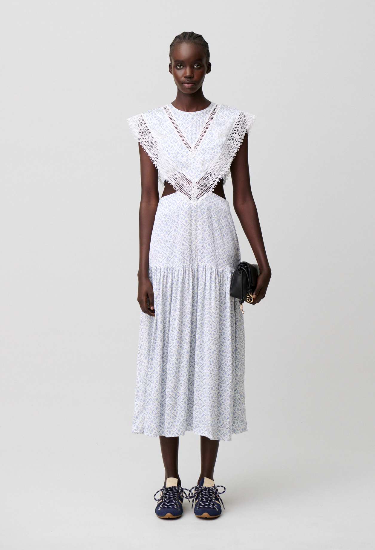 Robe longue satinée dentelle - Femme - Print Clair - Taille 34 - Claudie Pierlot
