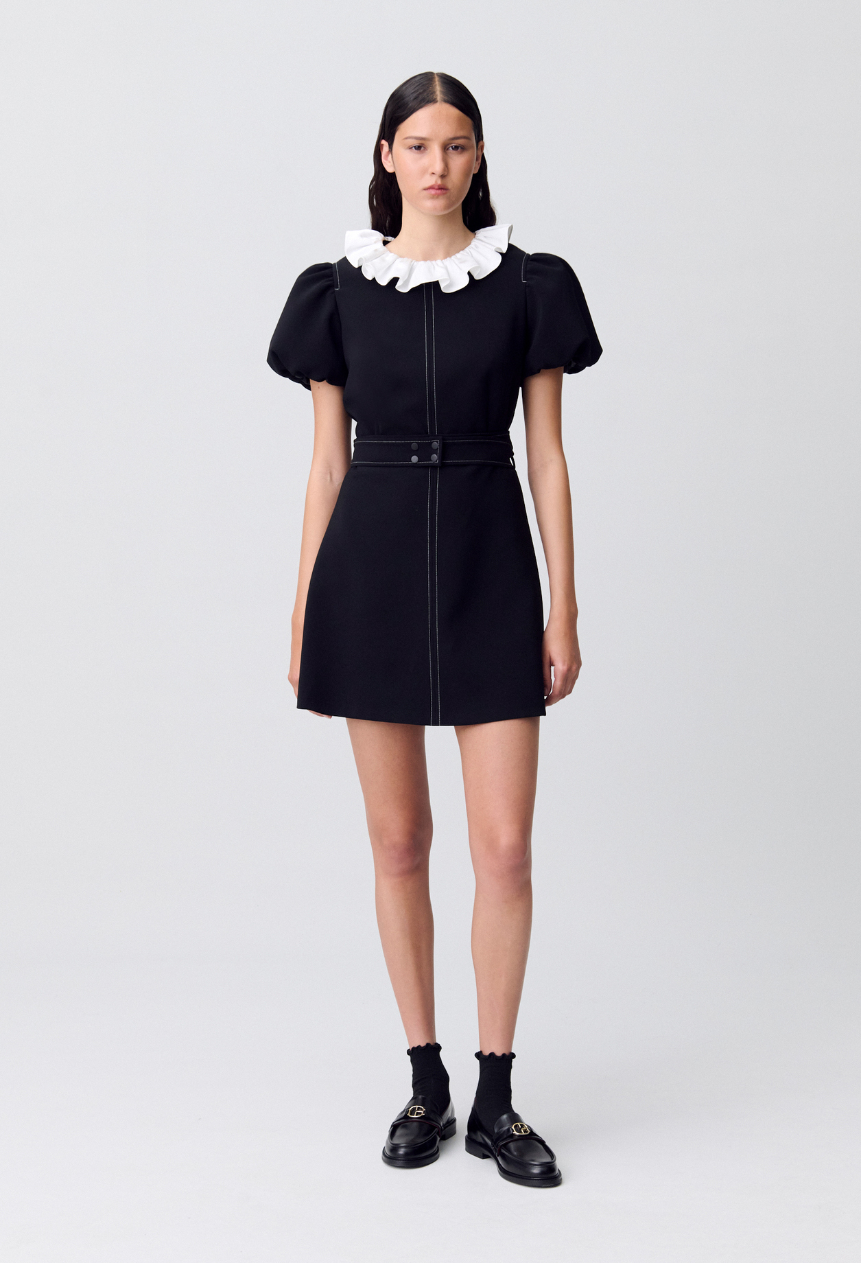 Robe courte col - Femme - Noir - Taille 38 - Claudie Pierlot