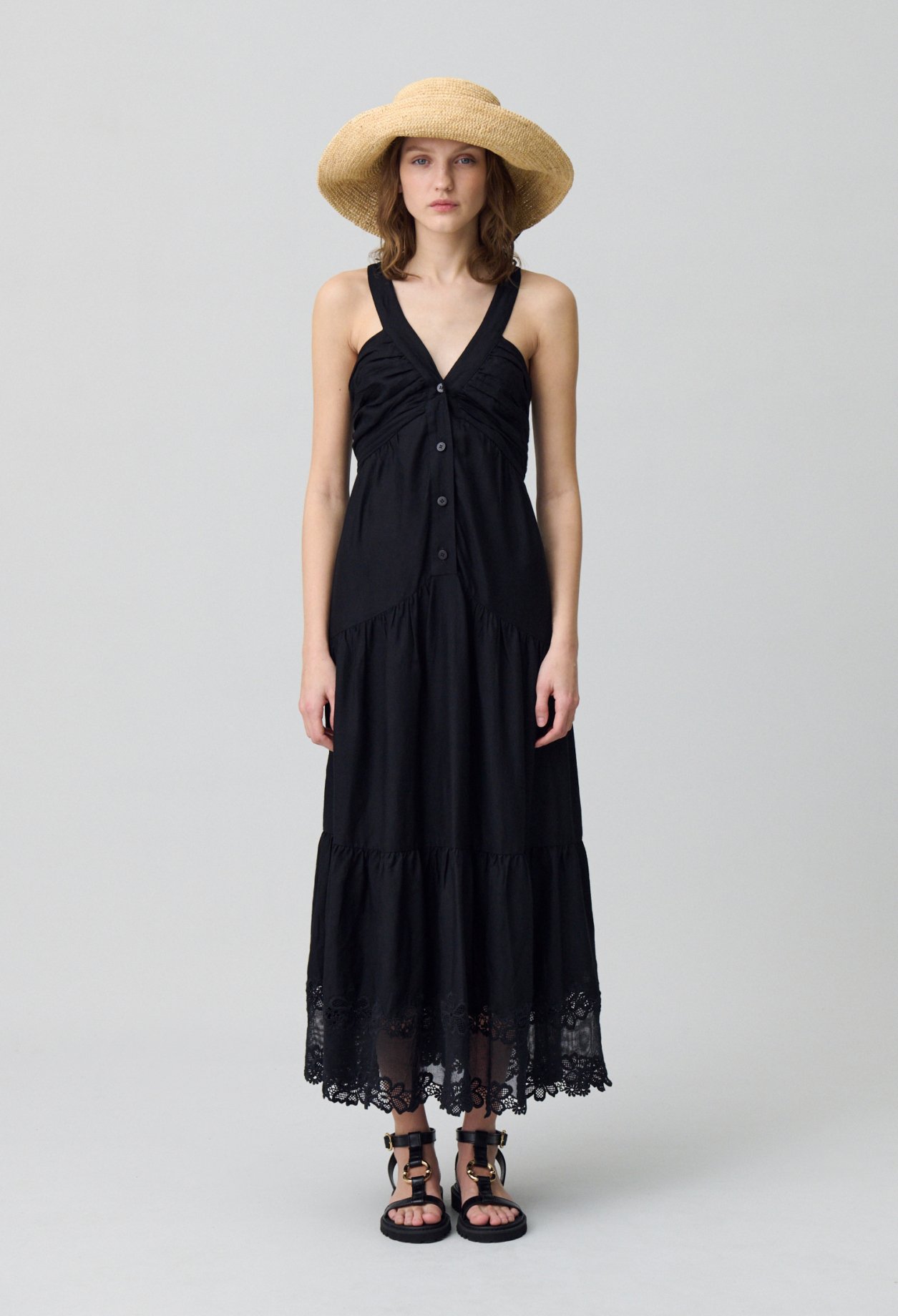 Robe longue broderies fleurs - Claudie Pierlot - Modalova