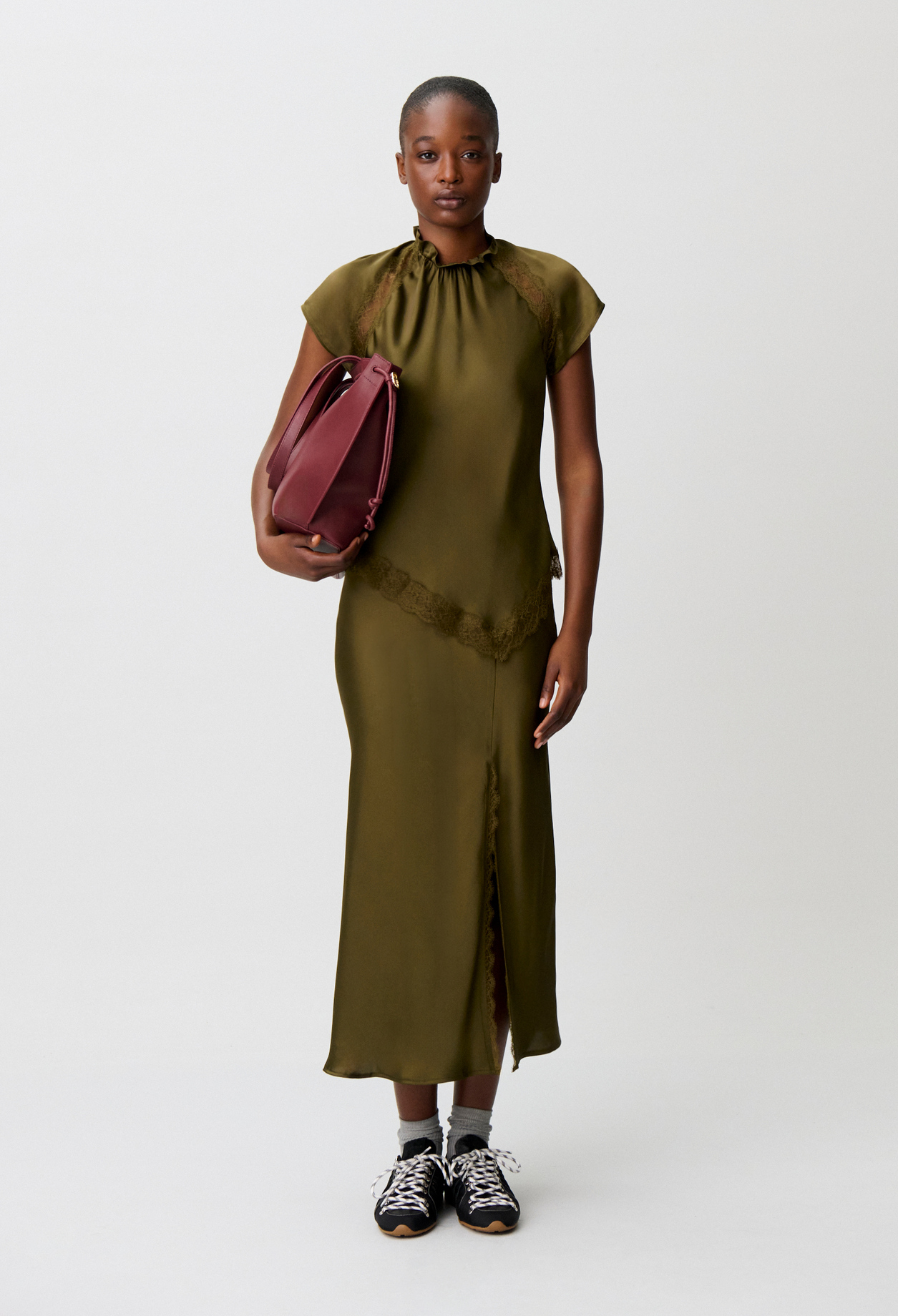 Claudie - Top satiné col victorien - Bronze - Taille 42 - Pour Femme