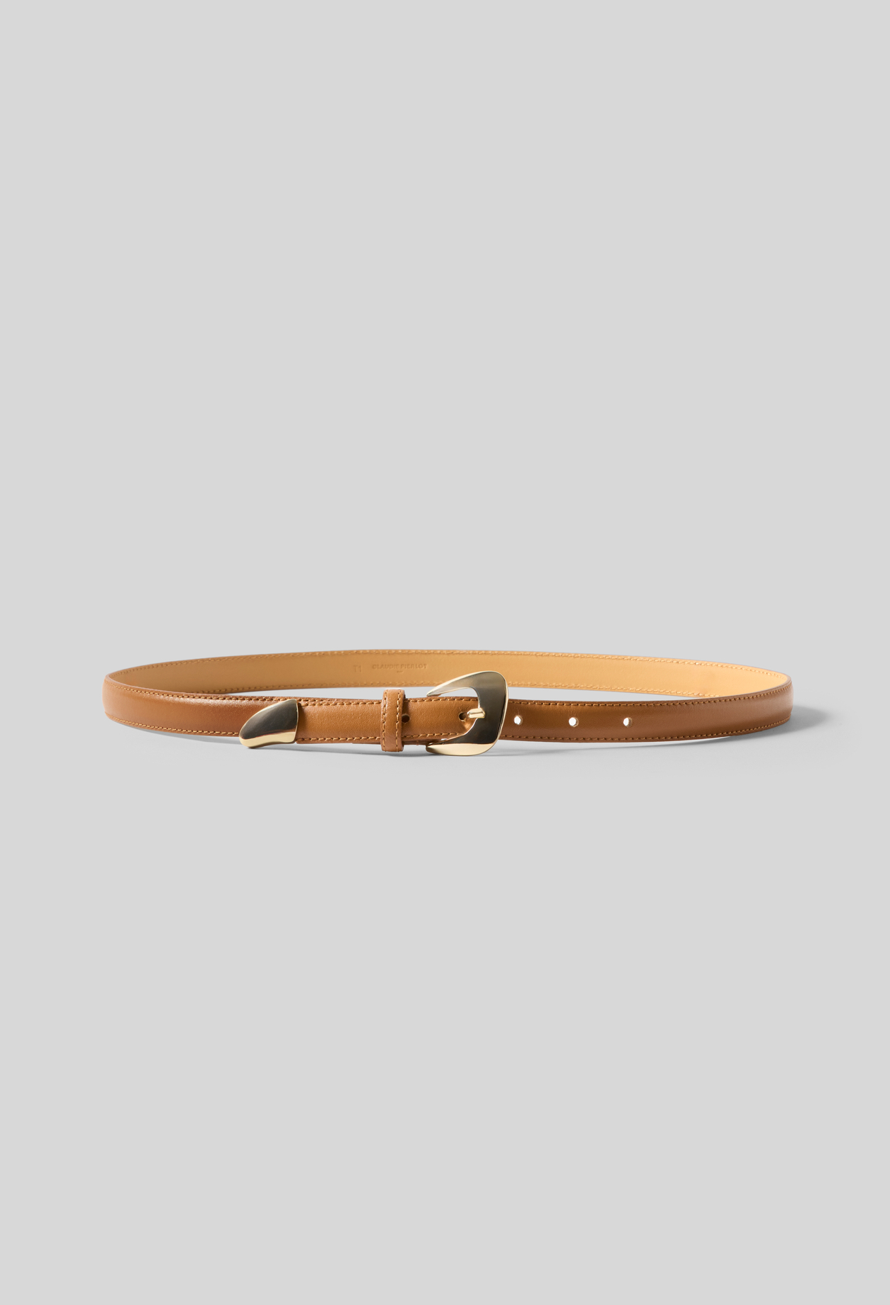 Claudie - Ceinture cuir boucle organique - Camel - Taille 2 - Pour Femme