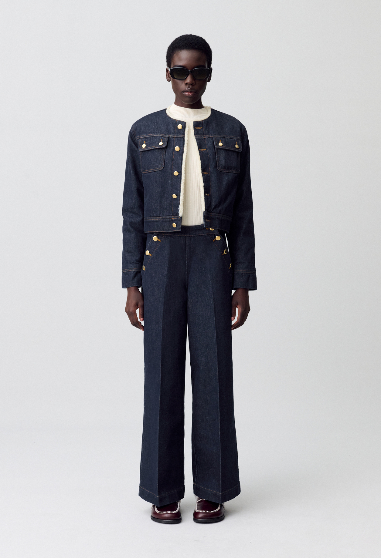 Veste denim fausse fourrure - Claudie Pierlot - Modalova