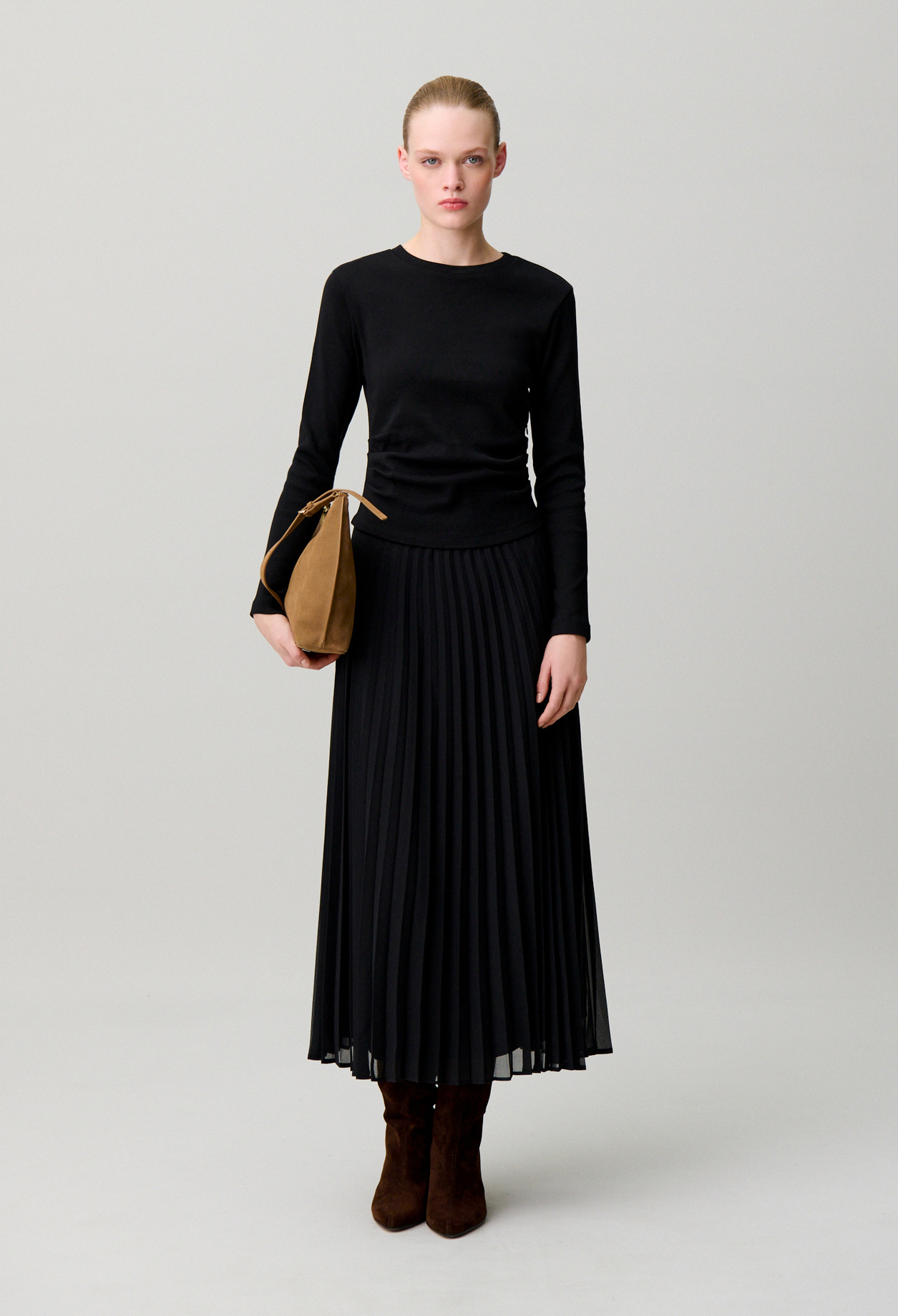 Claudie - Robe t-shirt bi-matières - Noir - Taille 1 - Pour Femme
