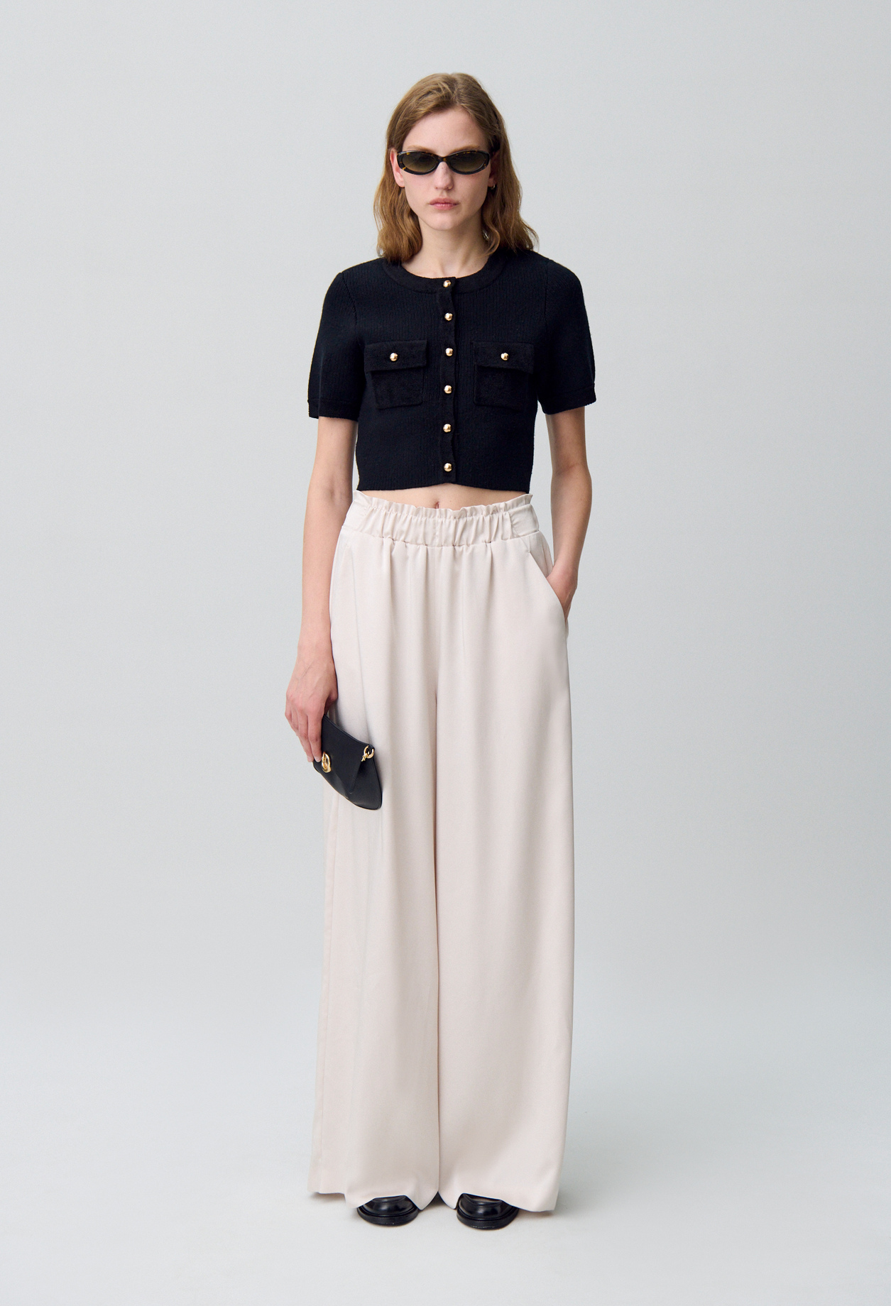 Pantalon large taille smockée - Claudie Pierlot - Modalova