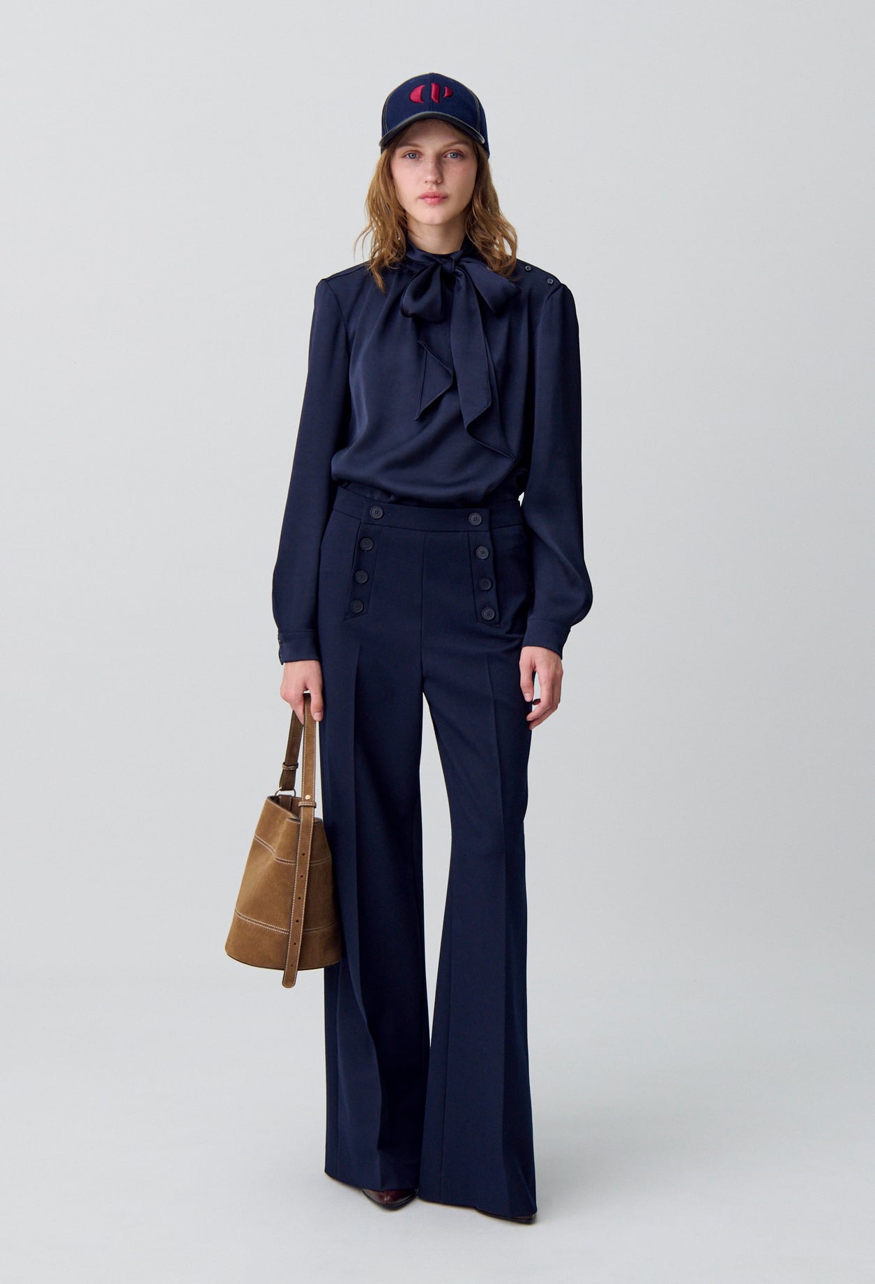 Blouse fluide col lavallière - Femme - Marine - Taille 40 - Claudie Pierlot