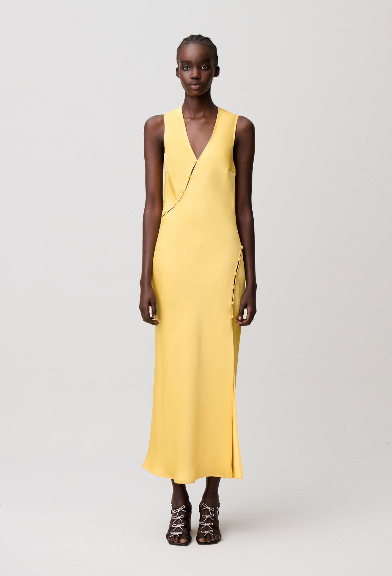 Robe satin fluide - Femme - Jaune Soleil - Taille 40 - Claudie Pierlot