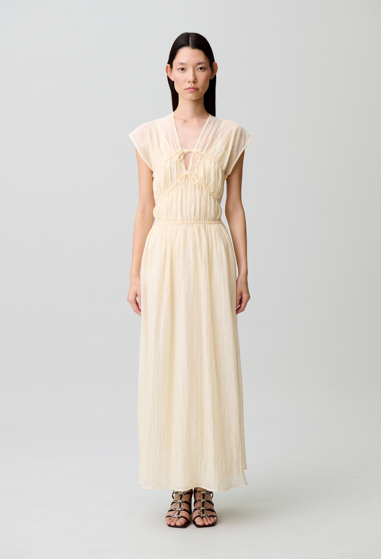 Robe longue fluide - Femme - Ivoire - Taille 38 - Claudie Pierlot