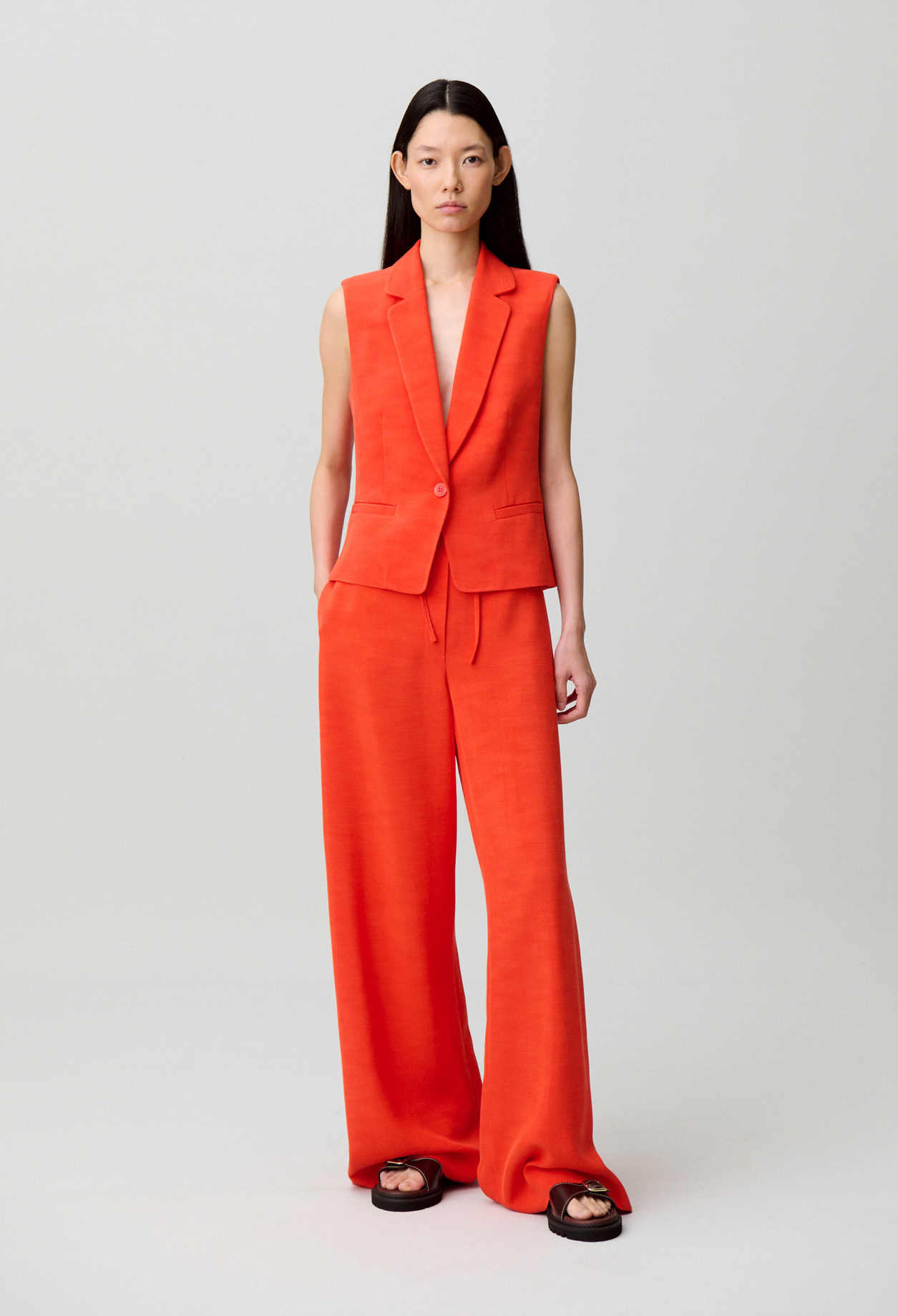 Veste tailleur sans manches - Femme - Tangerine - Taille 38 - Claudie Pierlot