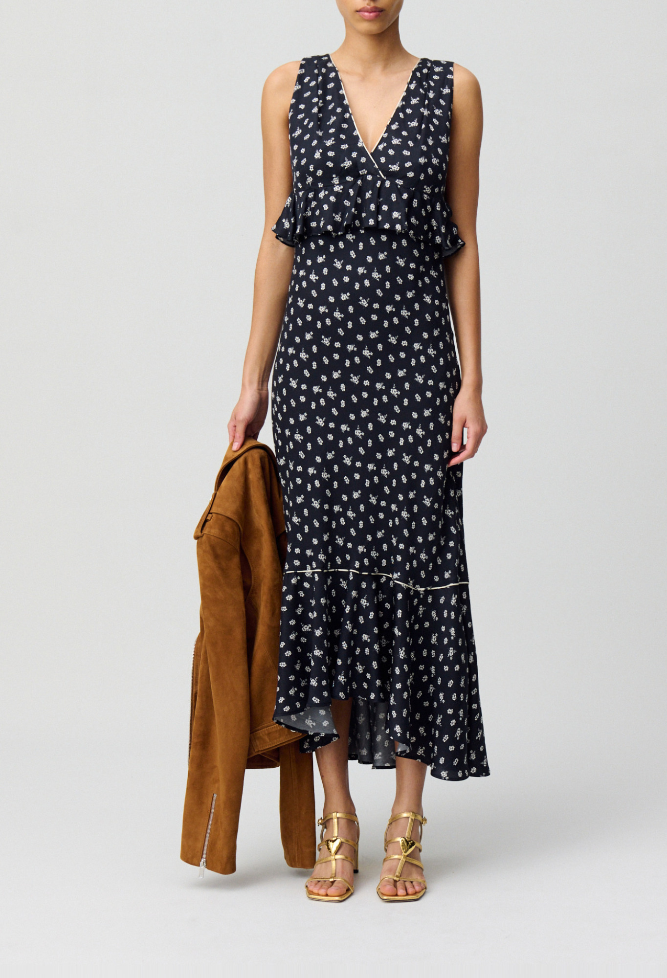 Claudie - Robe longue volantée - Print Fonce - Taille 36 - Pour Femme