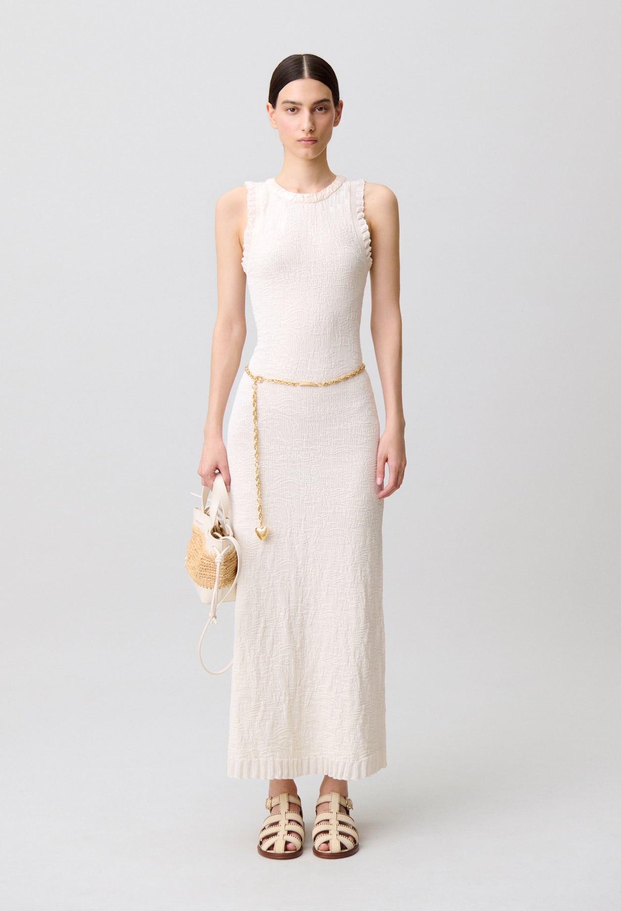 Robe longue maille - Femme - Ecru - Taille 0 - Claudie Pierlot