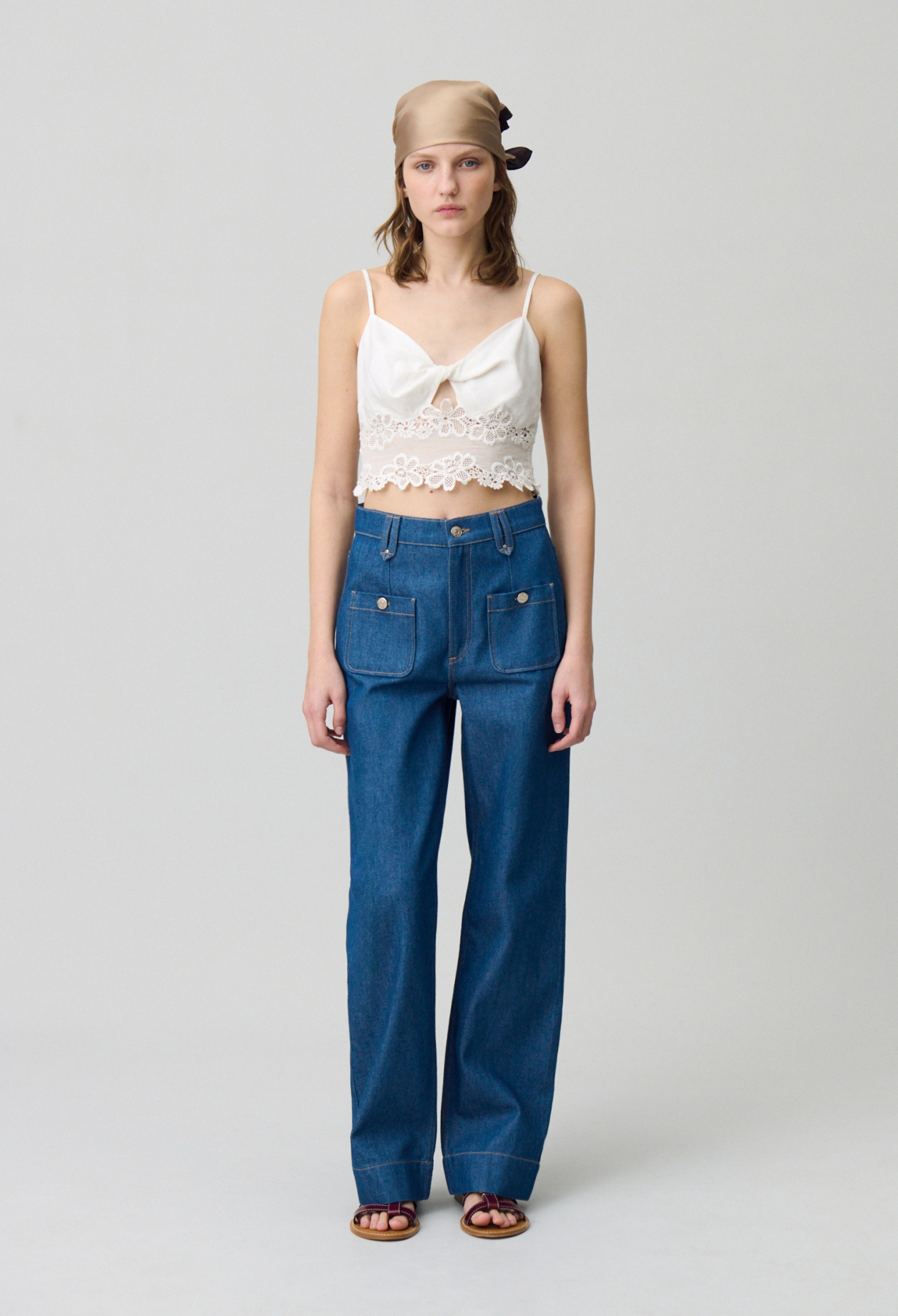 Top fines bretelles brodé - Claudie Pierlot - Modalova