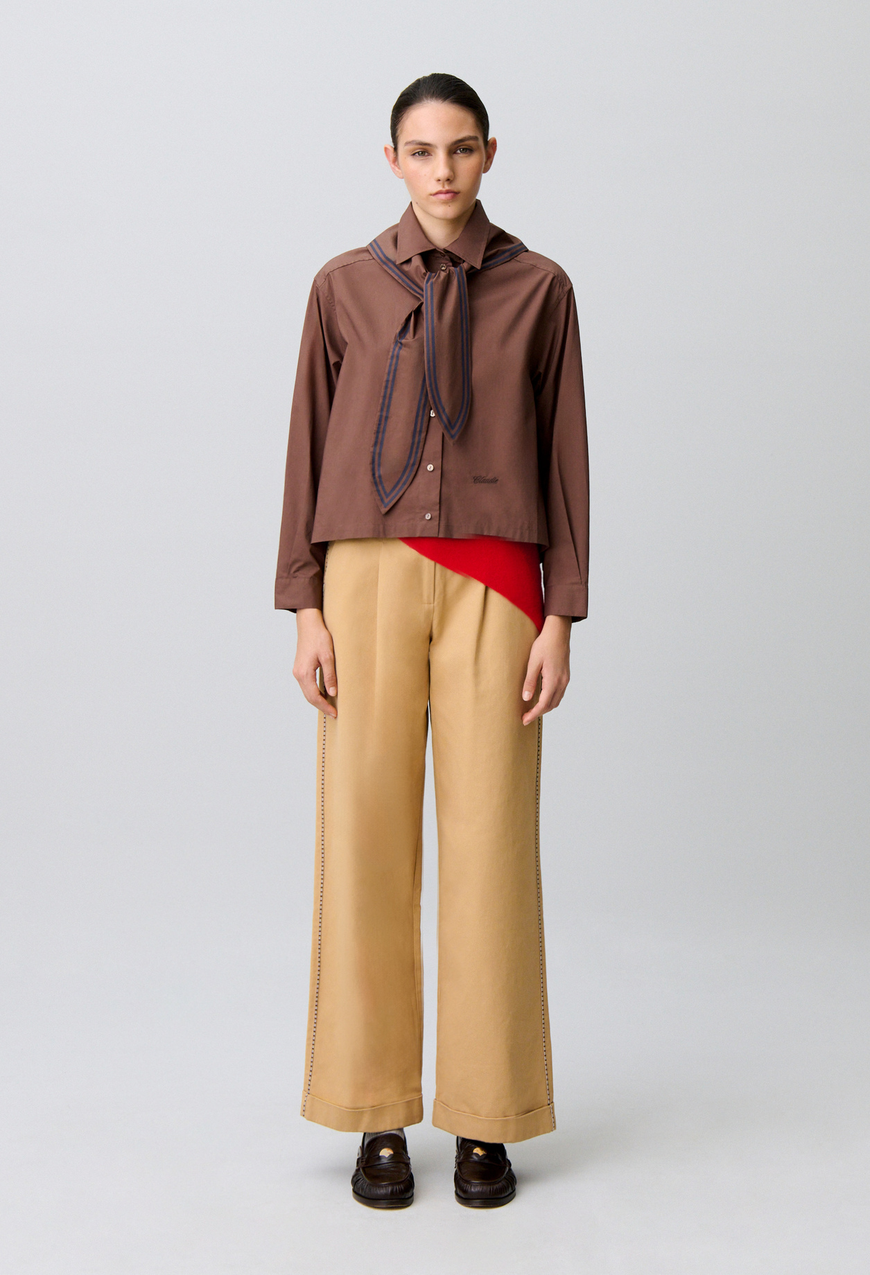 Claudie - Chemise popeline coton - Marron - Taille 36 - Pour Femme
