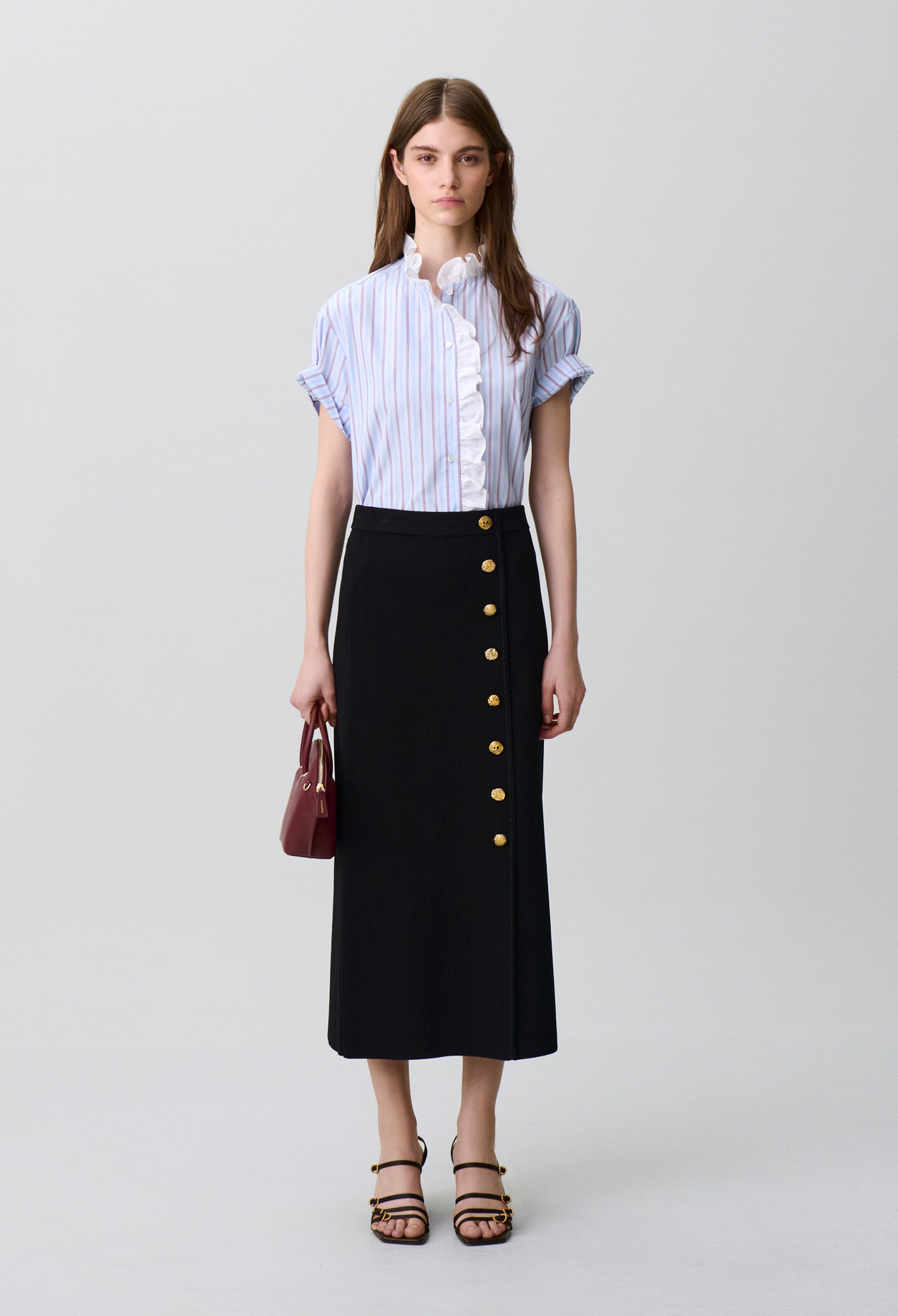 Claudie - Jupe midi maille ajustée - Noir - Taille 1 - Pour Femme