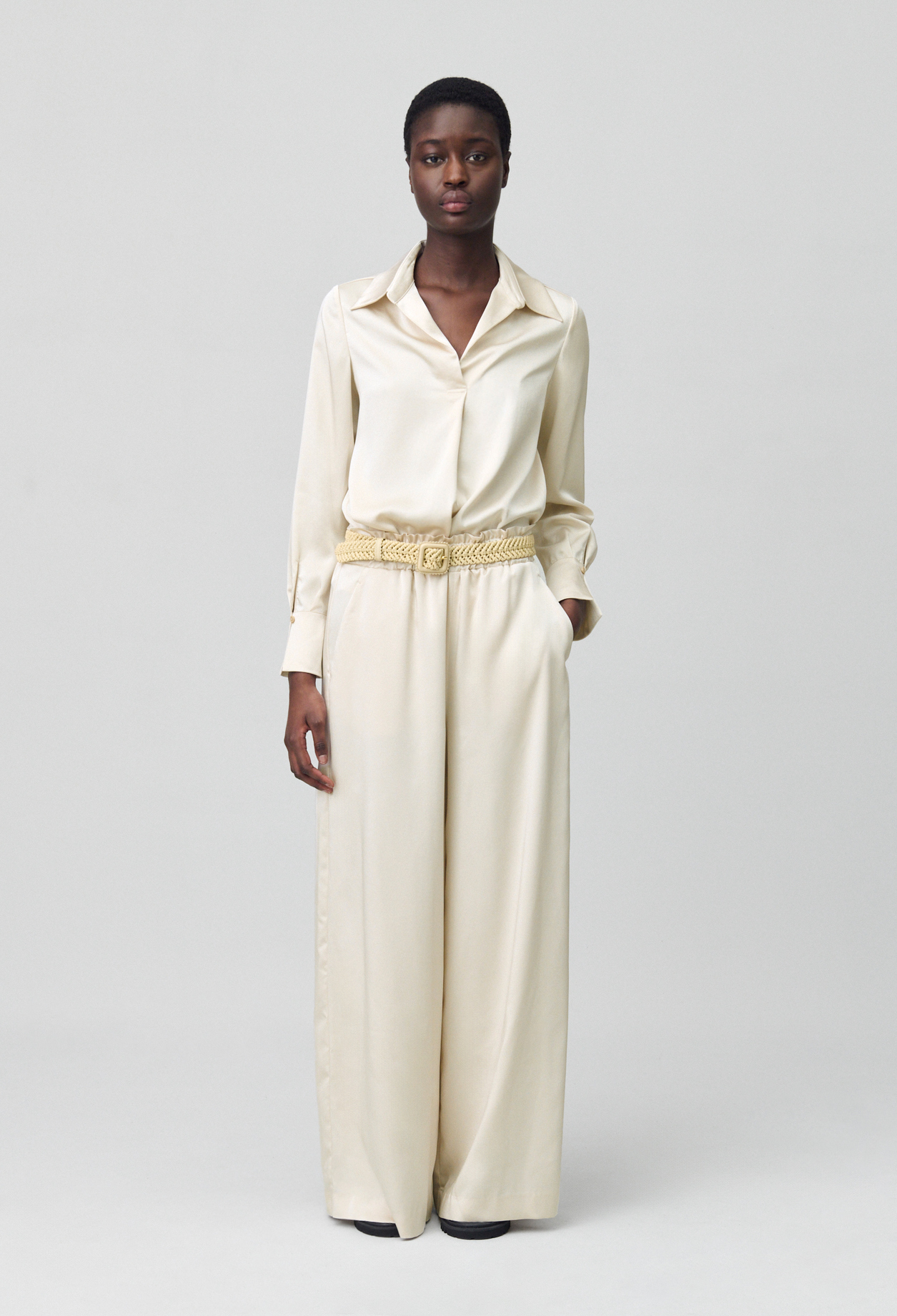 Pantalon large taille smockée - Claudie Pierlot - Modalova