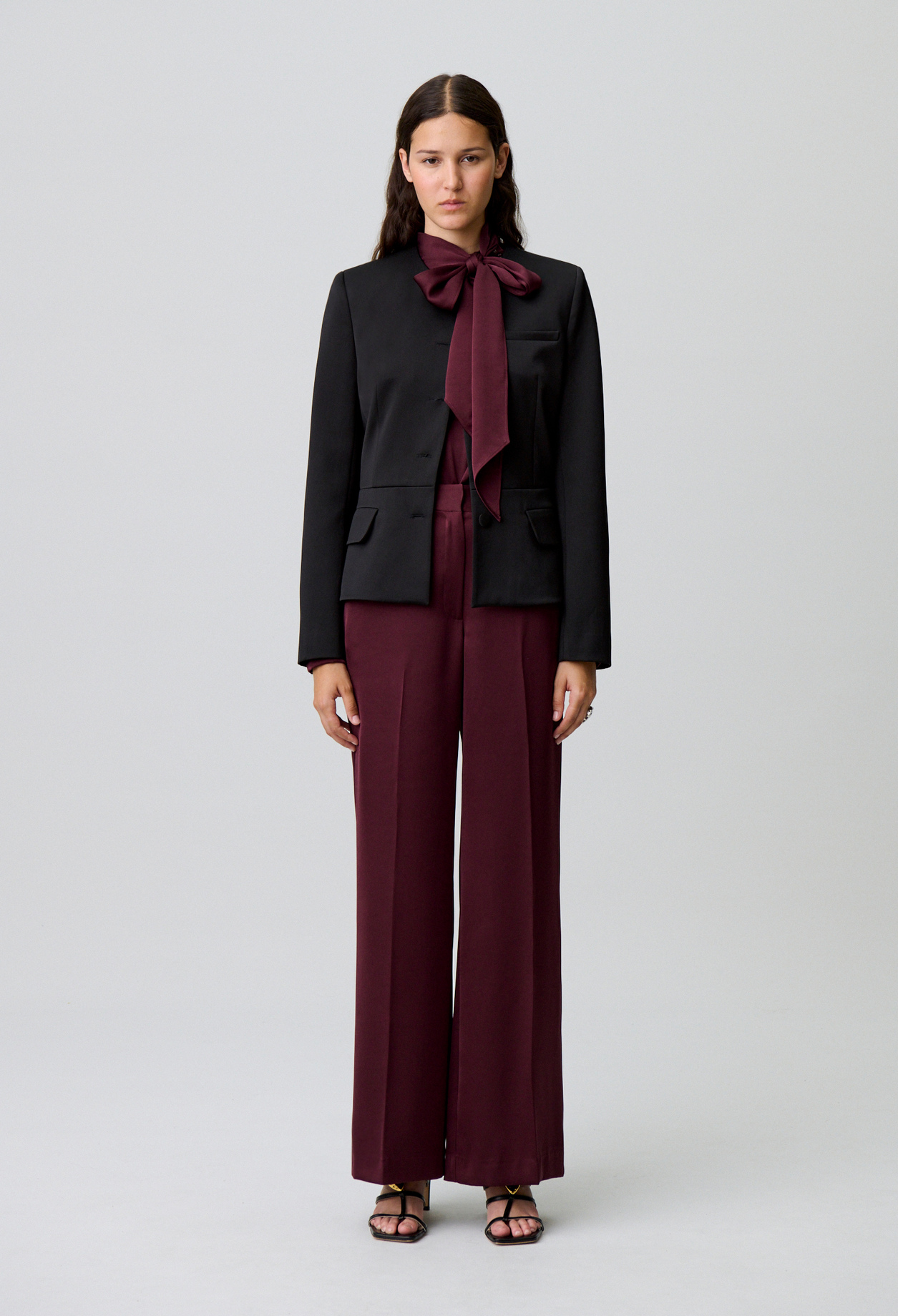 Pantalon fluide satiné - Femme - Bordeaux - Taille 34 - Claudie Pierlot