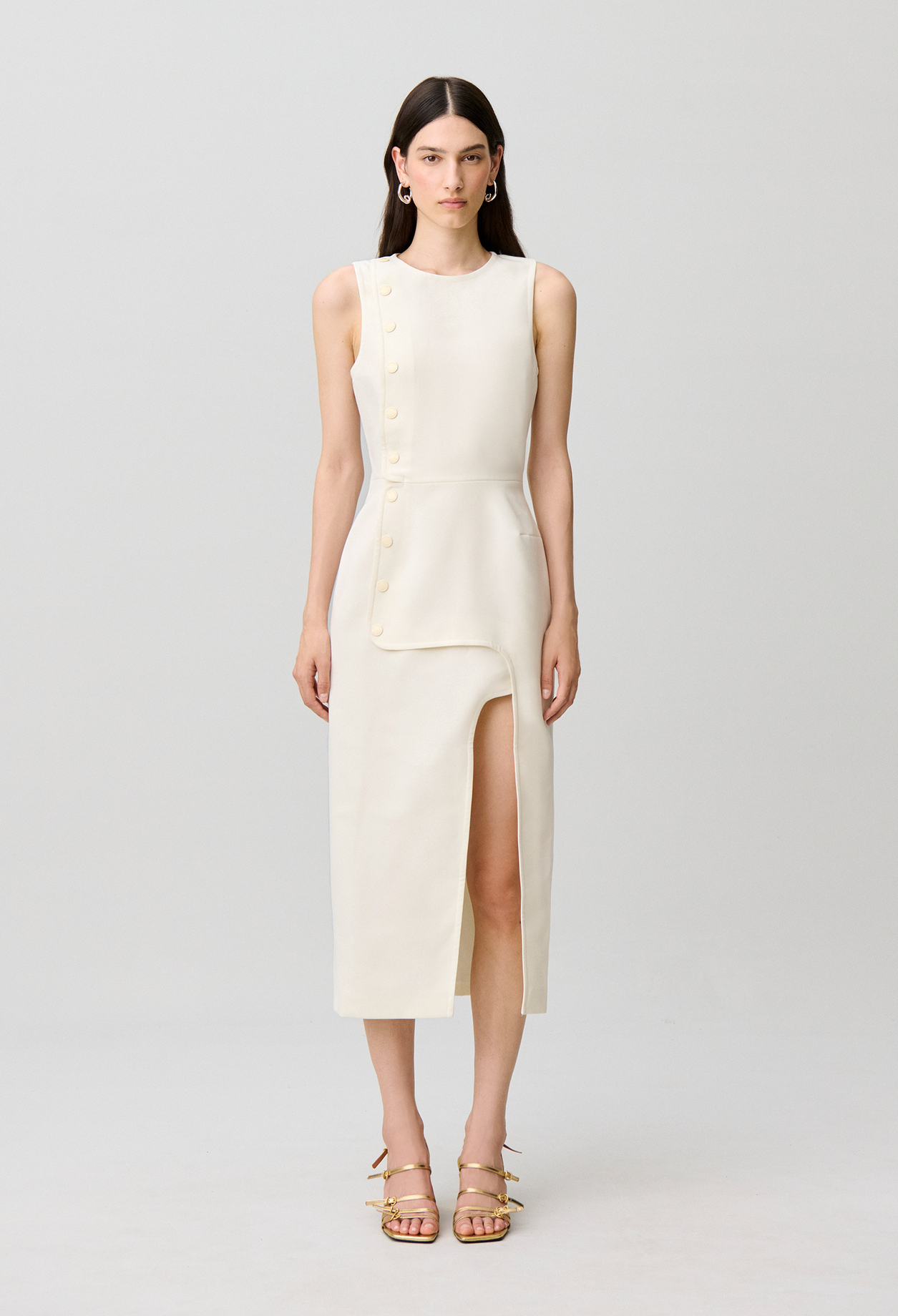 Claudie - Robe longue sans manches - Ecru - Taille 38 - Pour Femme
