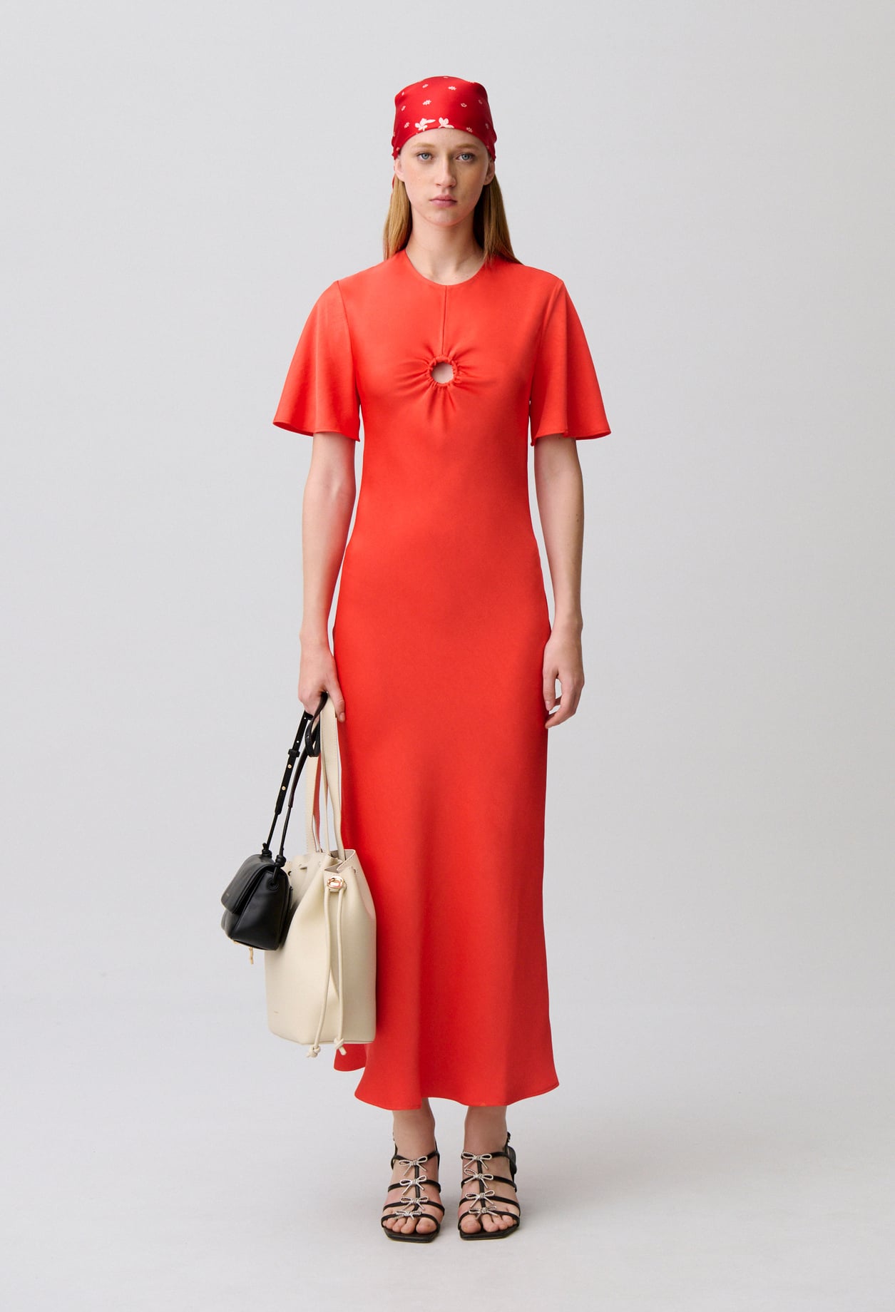Robe longue satinée - Femme - Tangerine - Taille 38 - Claudie Pierlot
