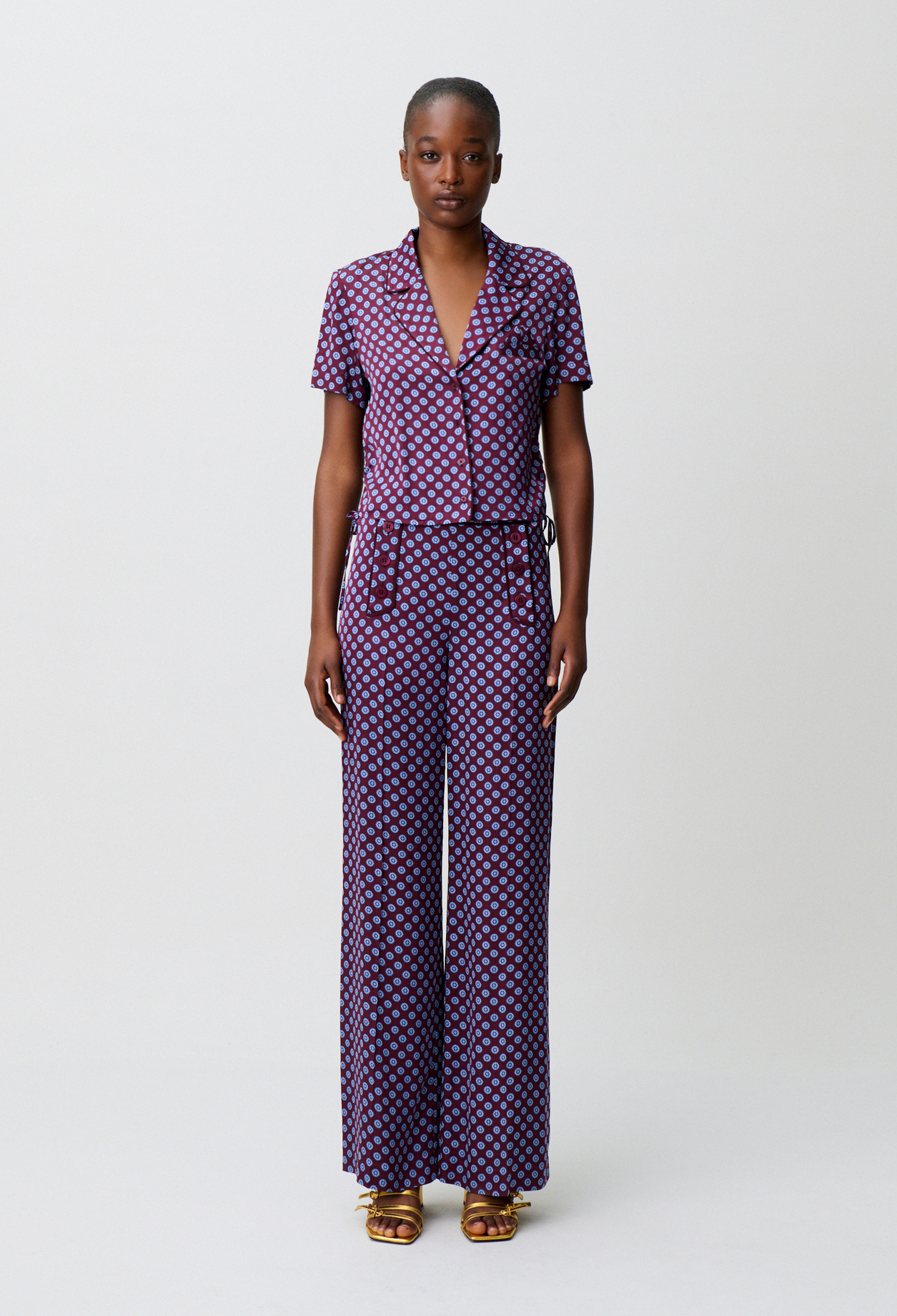 Claudie - Chemise courte imprimée - Print Bordeaux - Taille 36 - Pour Femme