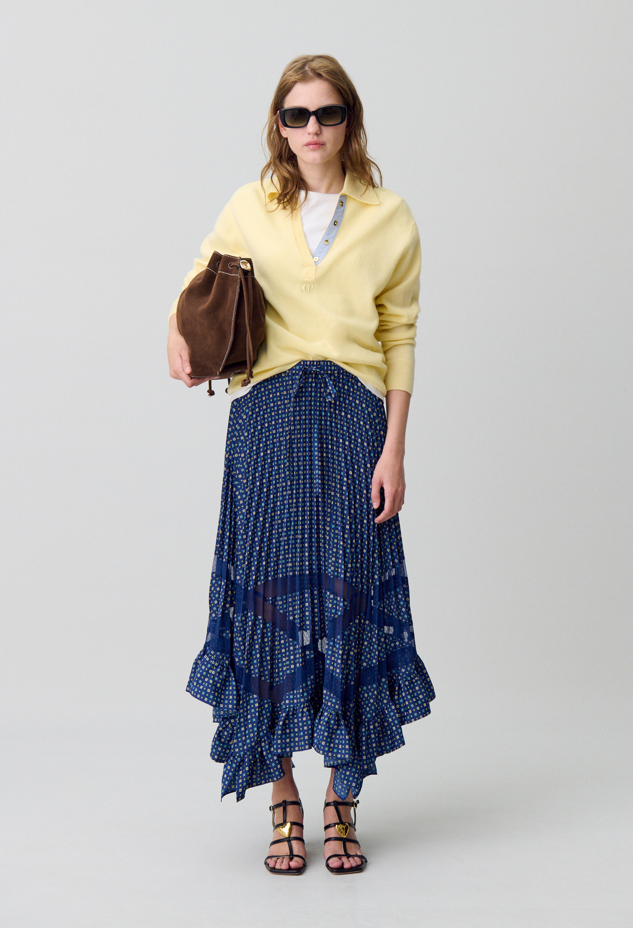 Jupe longue plissée imprimée - Femme - Print Fonce - Taille 34 - Claudie Pierlot