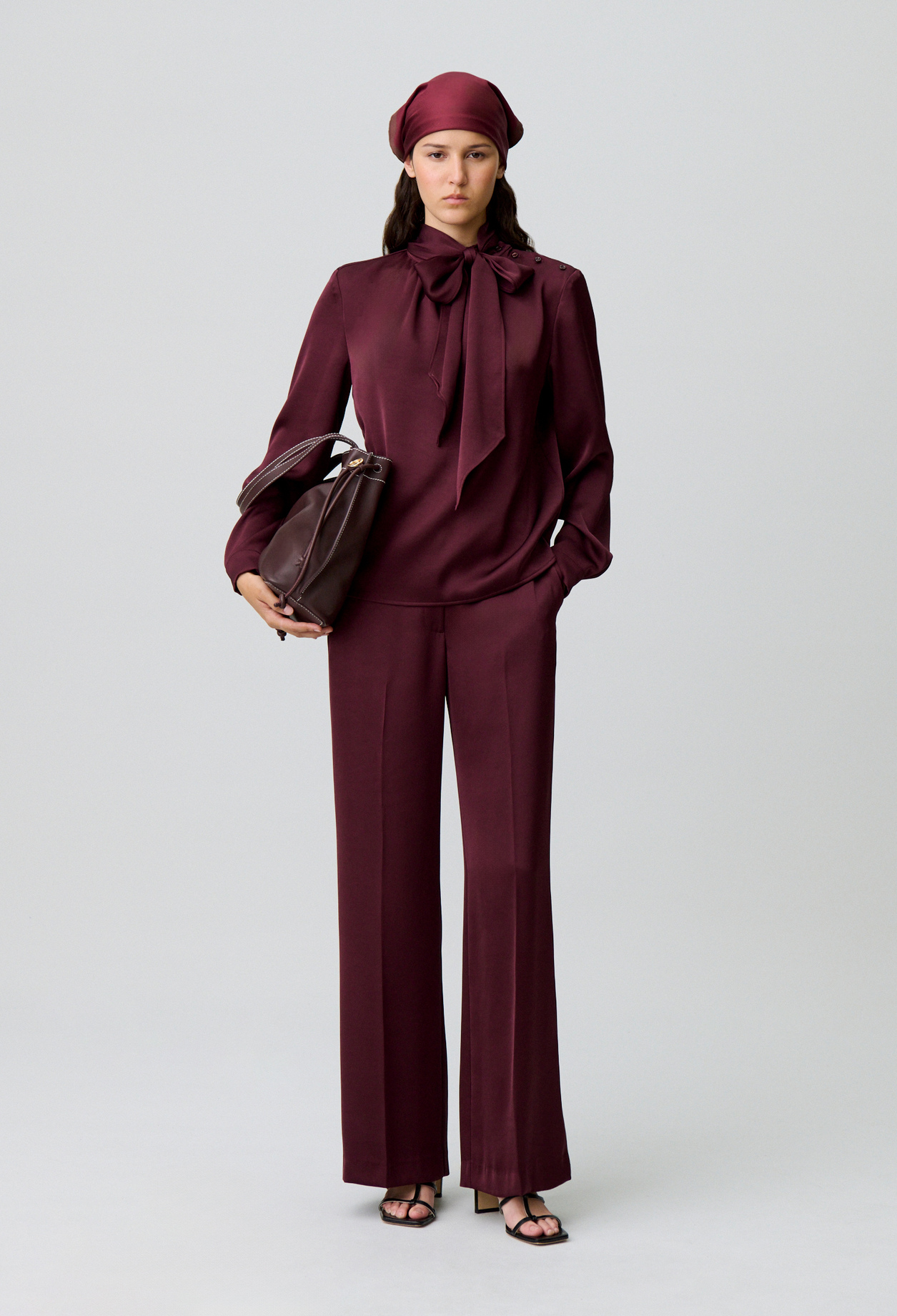Blouse fluide col lavallière - Femme - Bordeaux - Taille 40 - Claudie Pierlot