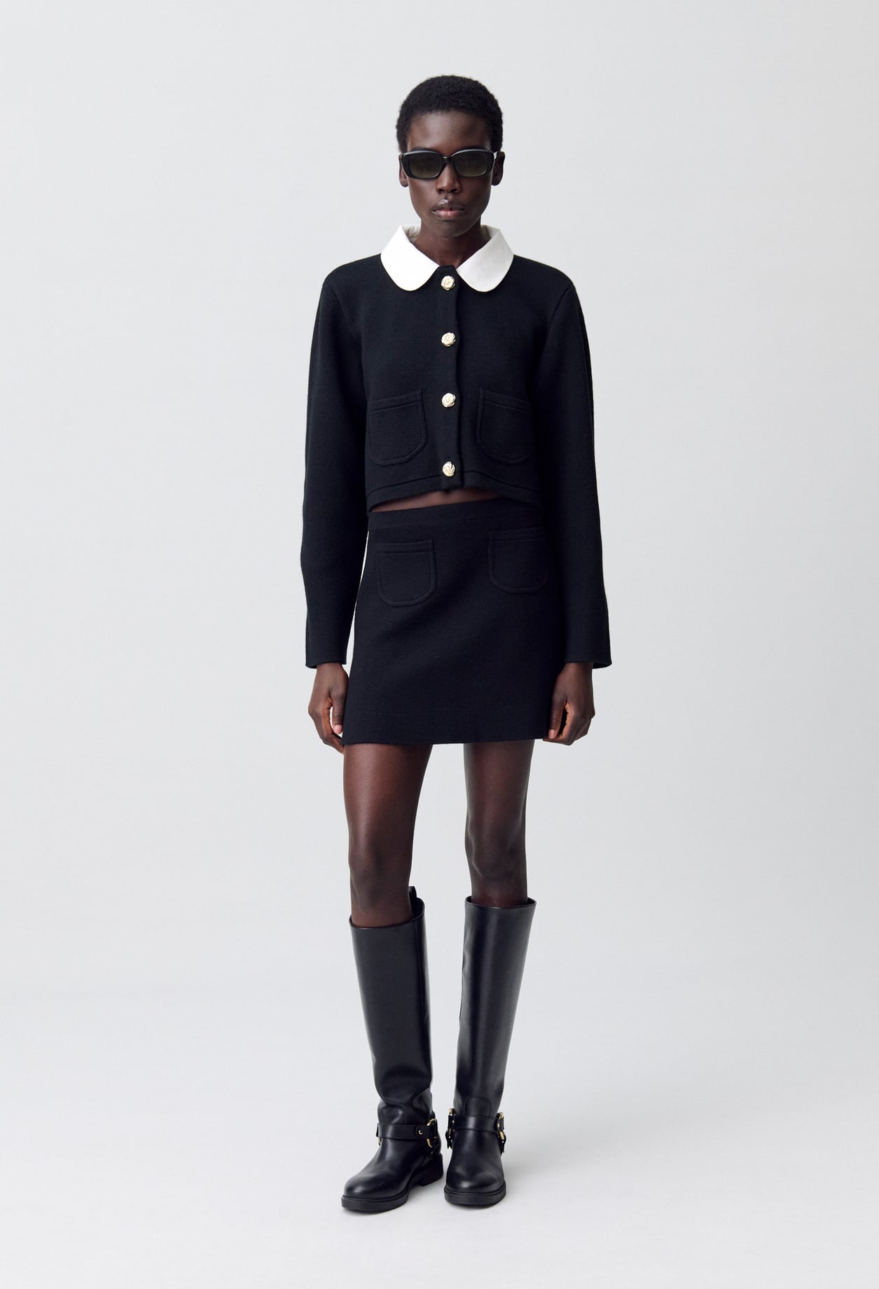 Jupe maille trapèze courte - Femme - Noir - Taille 0 - Claudie Pierlot