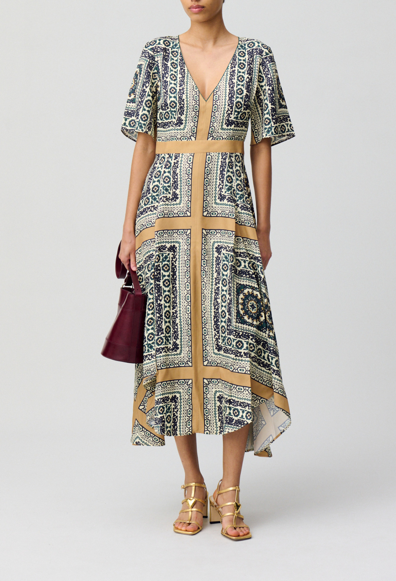 Claudie - Robe longue fluide imprimée - Print Fonce - Taille 34 - Pour Femme