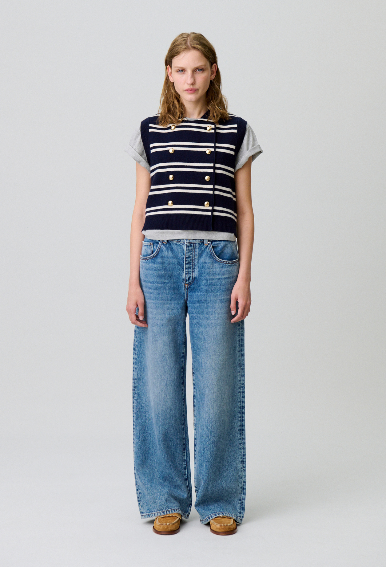 Cardigan rayé sans manches - Femme - Bicolore - Taille 0 - Claudie Pierlot
