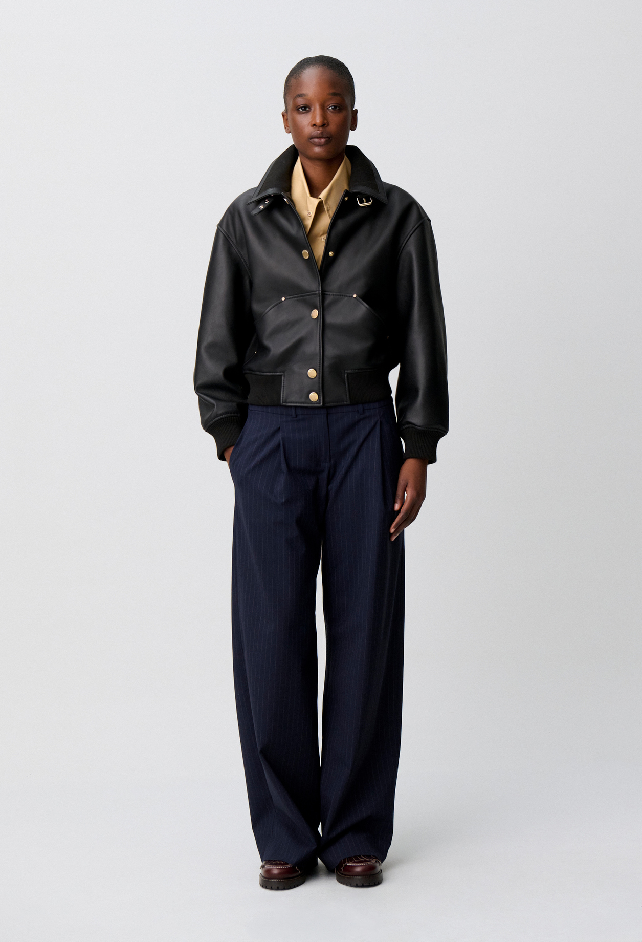 Blouson bomber cuir - Femme - Noir - Taille 36 - Claudie Pierlot