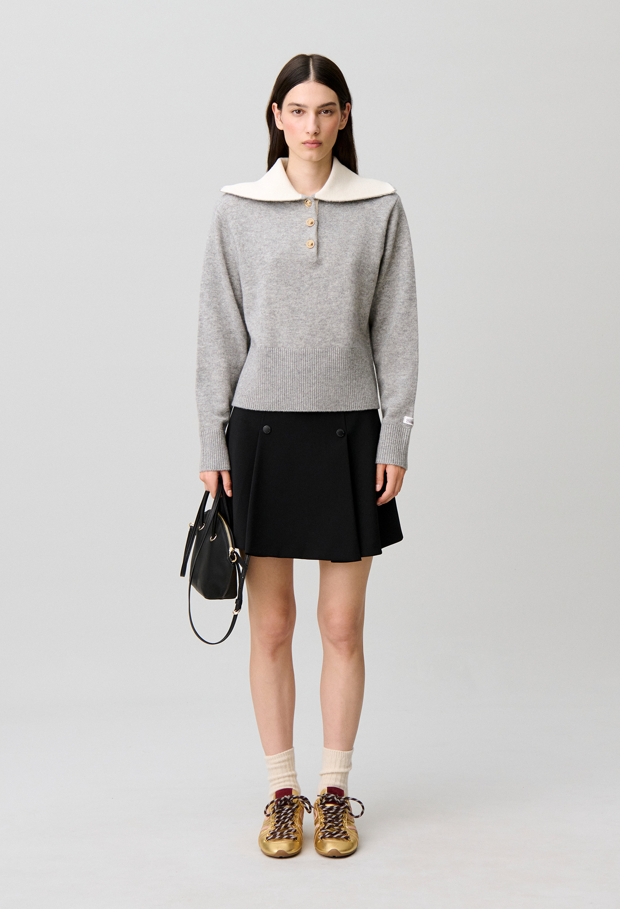 Claudie - Pull décontracté laine col camionneur - Gris - Taille 0 - Pour Femme